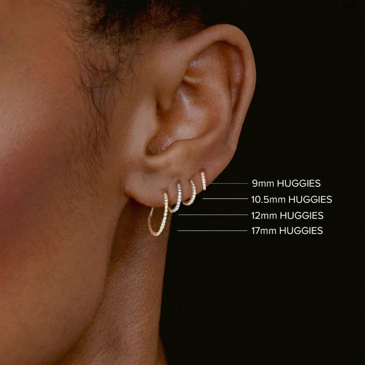 10.5mm Hinged Pave Huggie Hoops in White Gold-Zoë Chicco