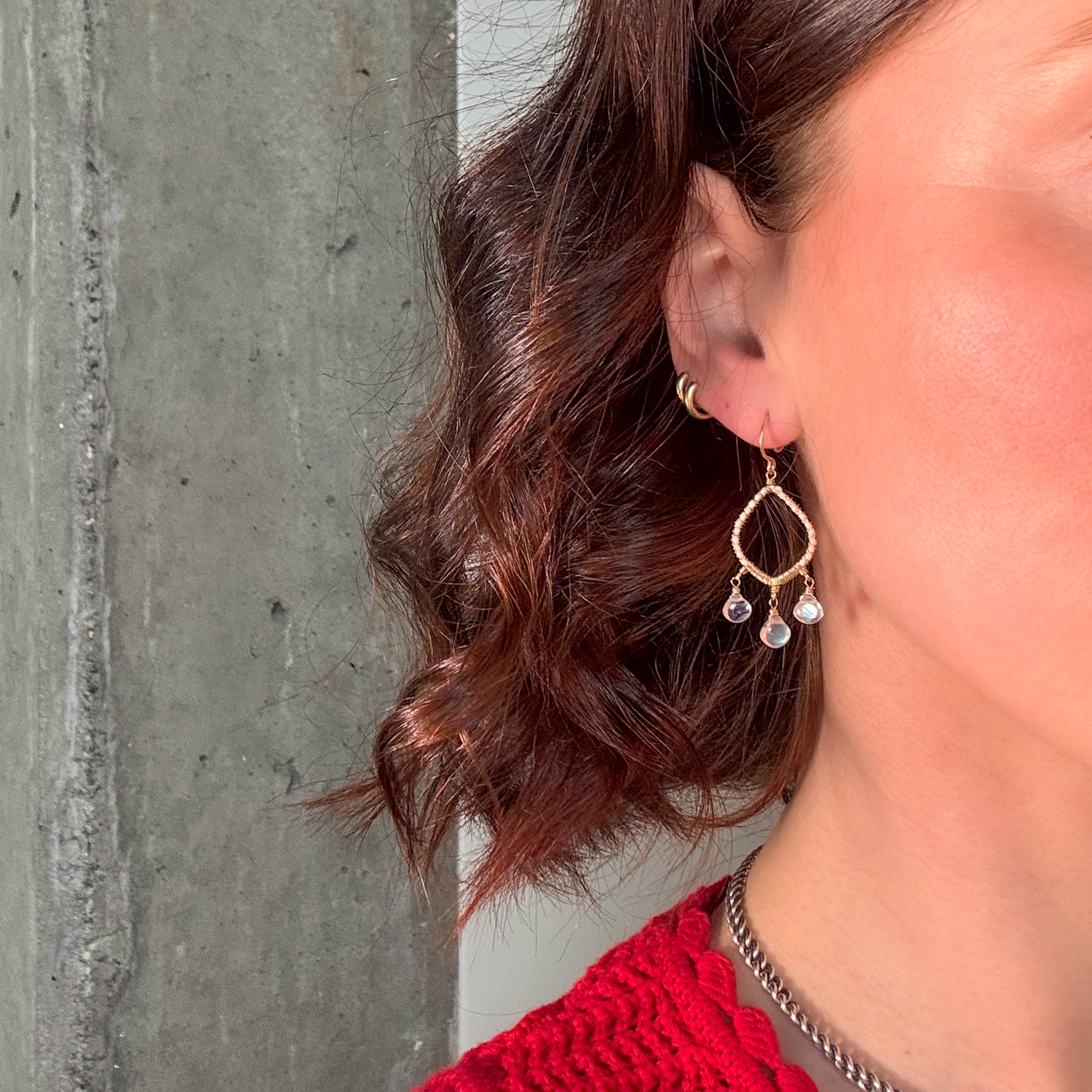 Pearl Frame & Moonstone Drop Earrings