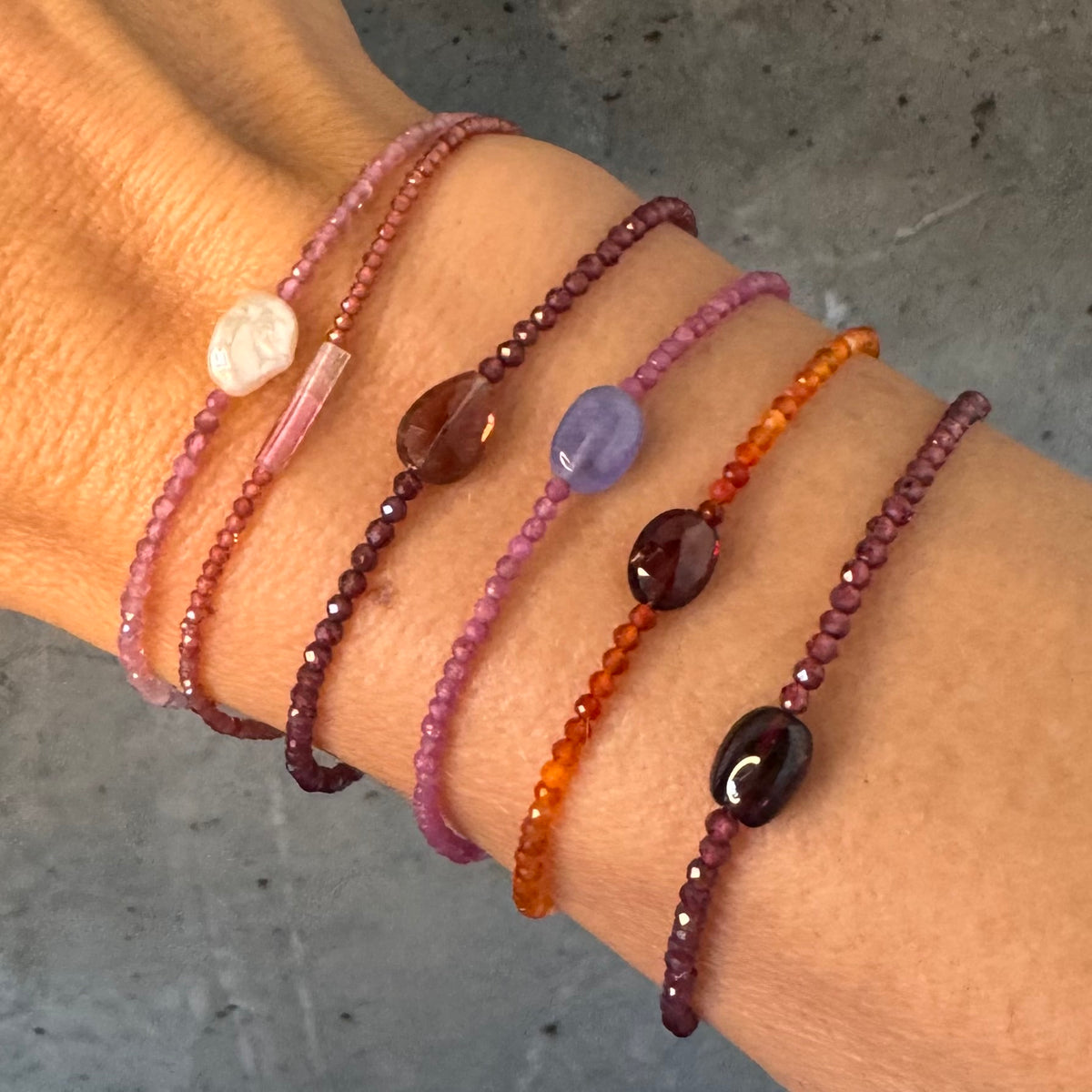 Garnet Bracelet on Lucky Red Nylon