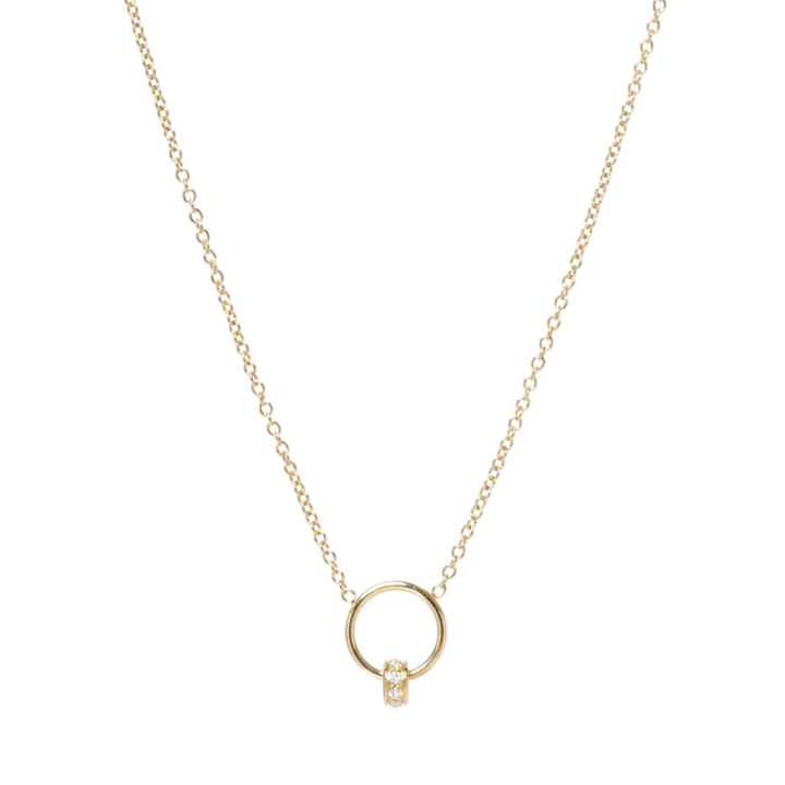 Pavé Diamond Rondelle Circle Necklace