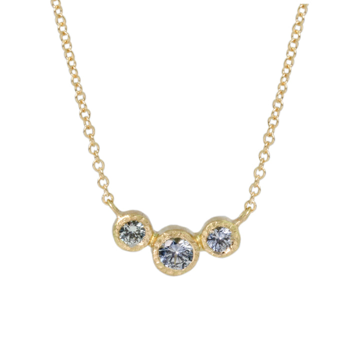 Three Bezel Montana Sapphire Necklace