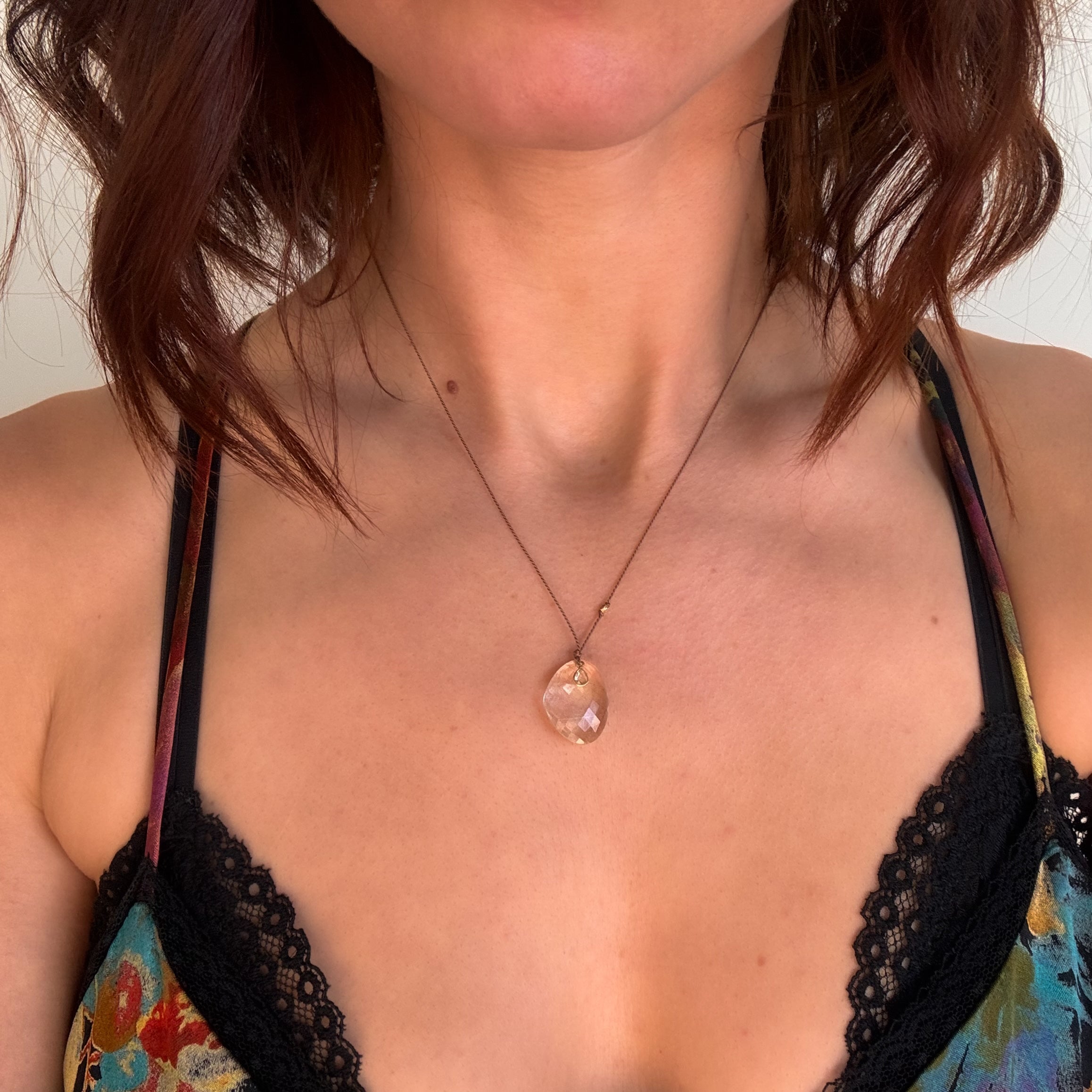 Rutilated Quartz & Diamond Necklace