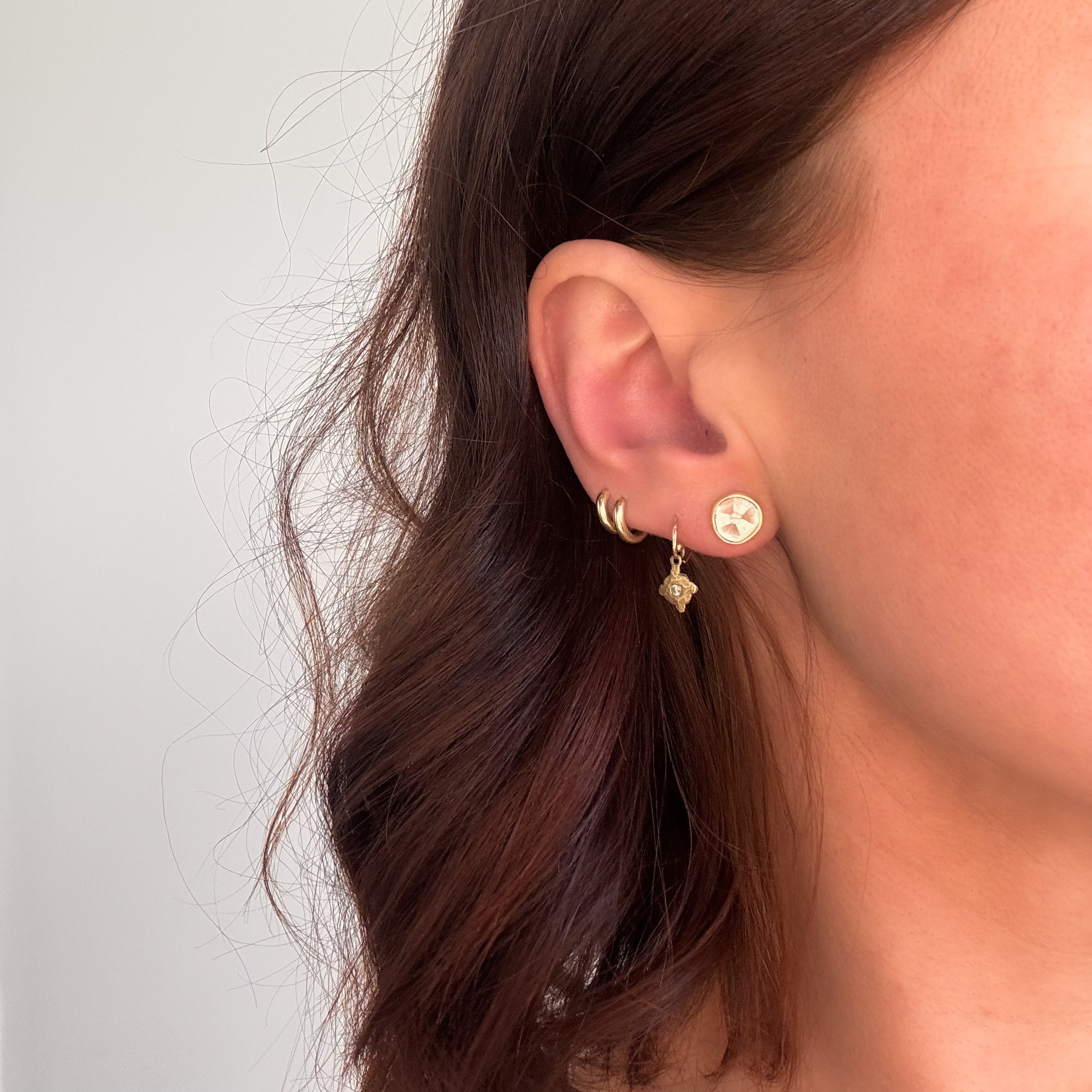 Diamond Slice Bezel Stud Earrings