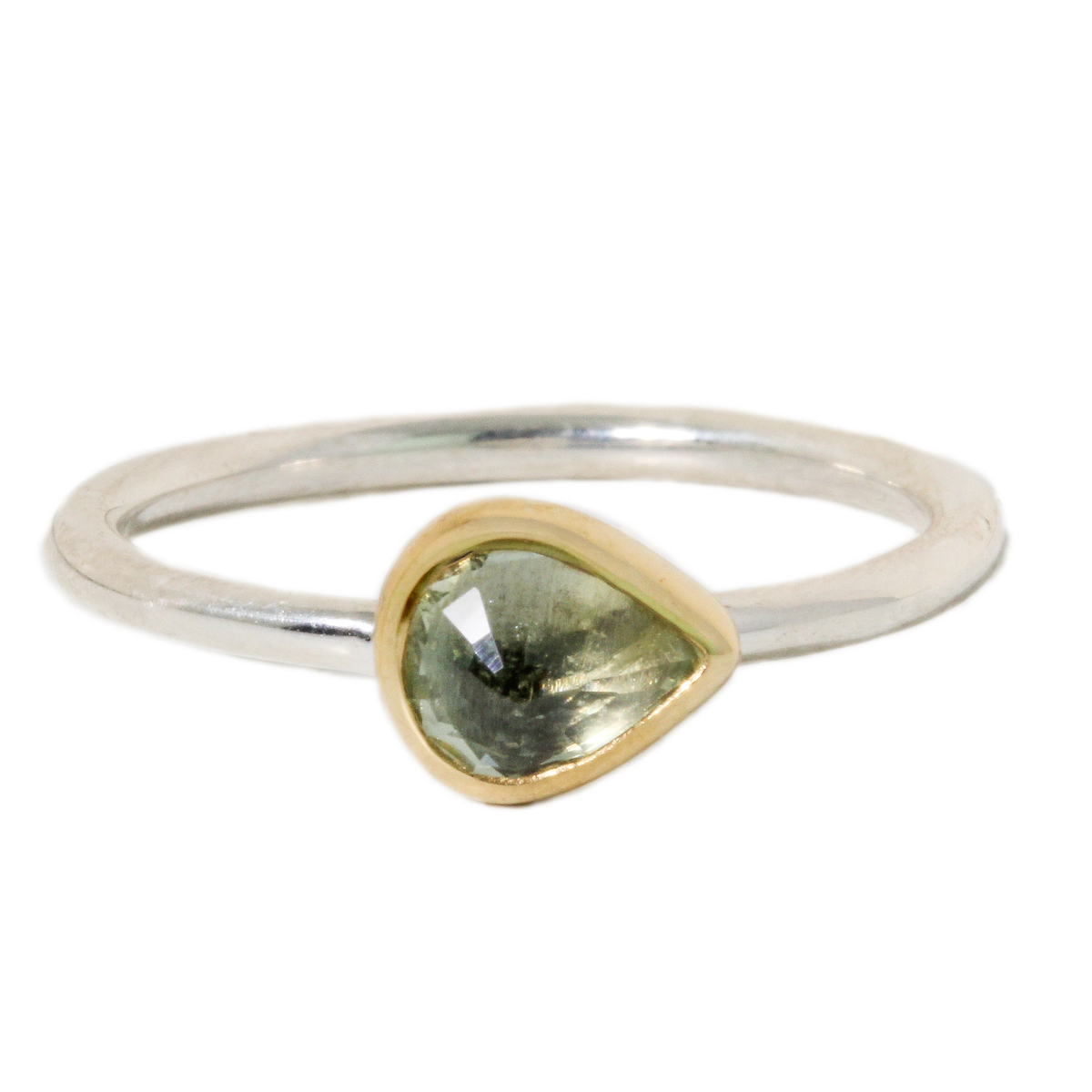 Light Green Teardrop Sapphire Stacking Ring