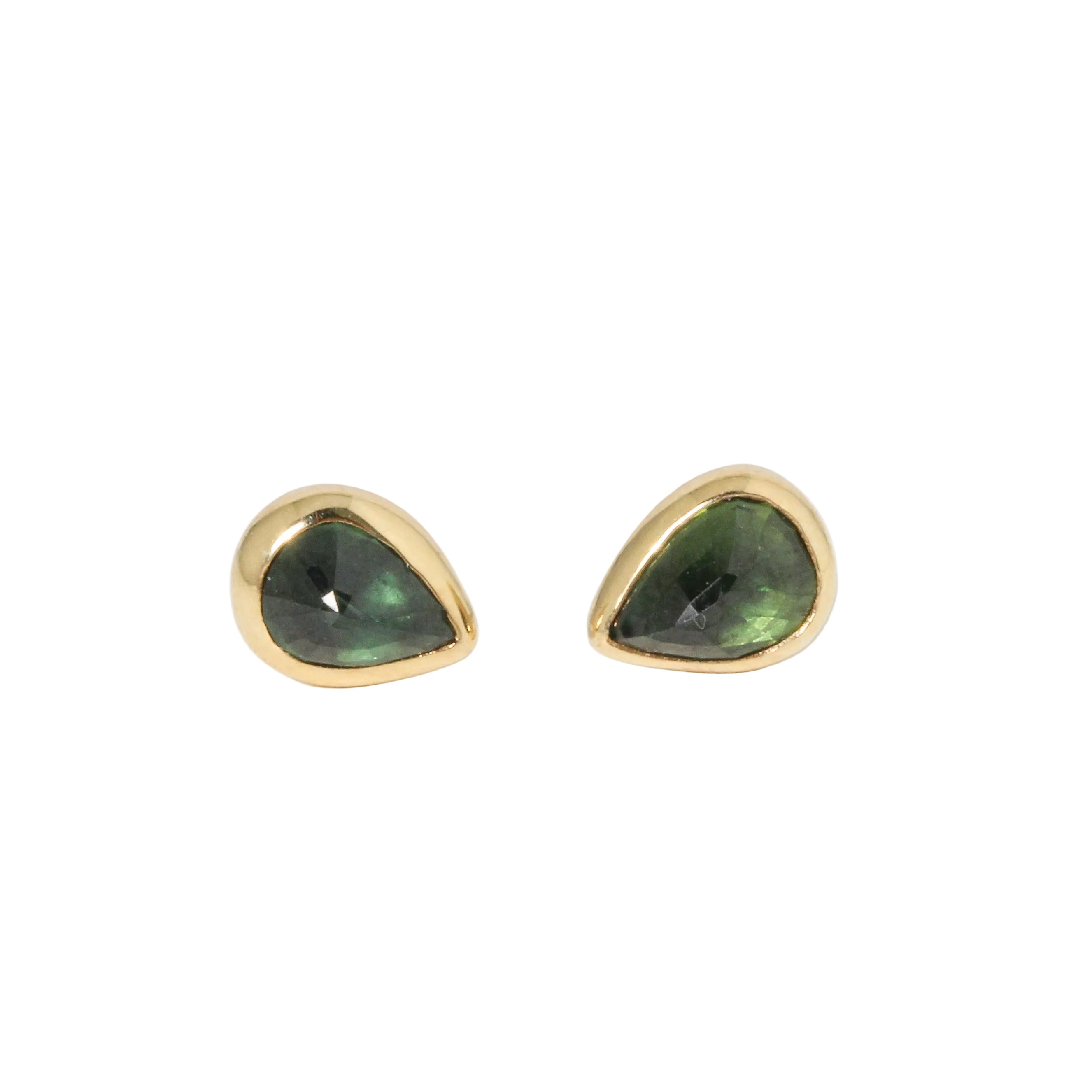 Green Sapphire Teardrop Sister Stud Earrings