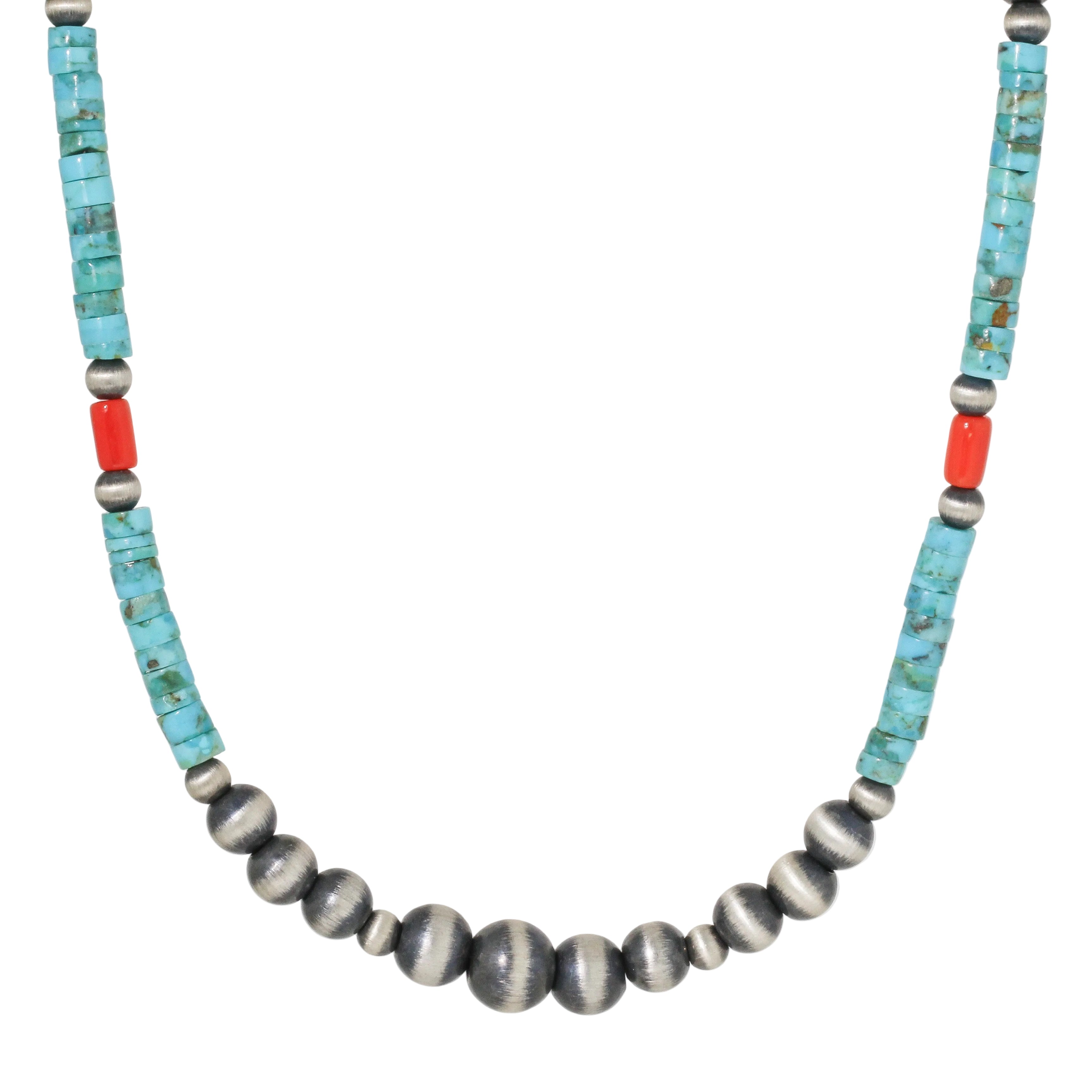 Heishi Turquoise + Coral Choker Necklace