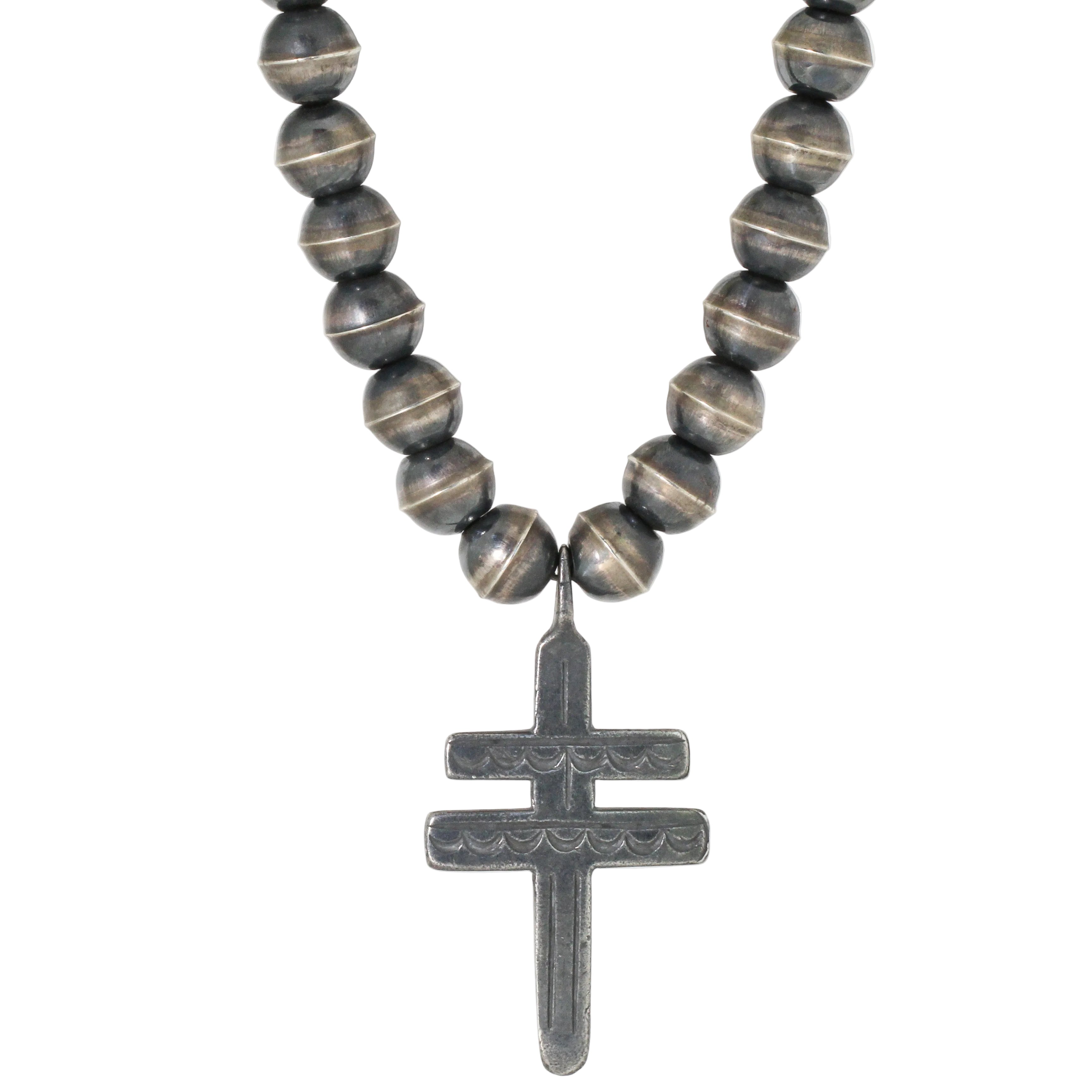 Vintage Bead + Dragonfly Cross Necklace