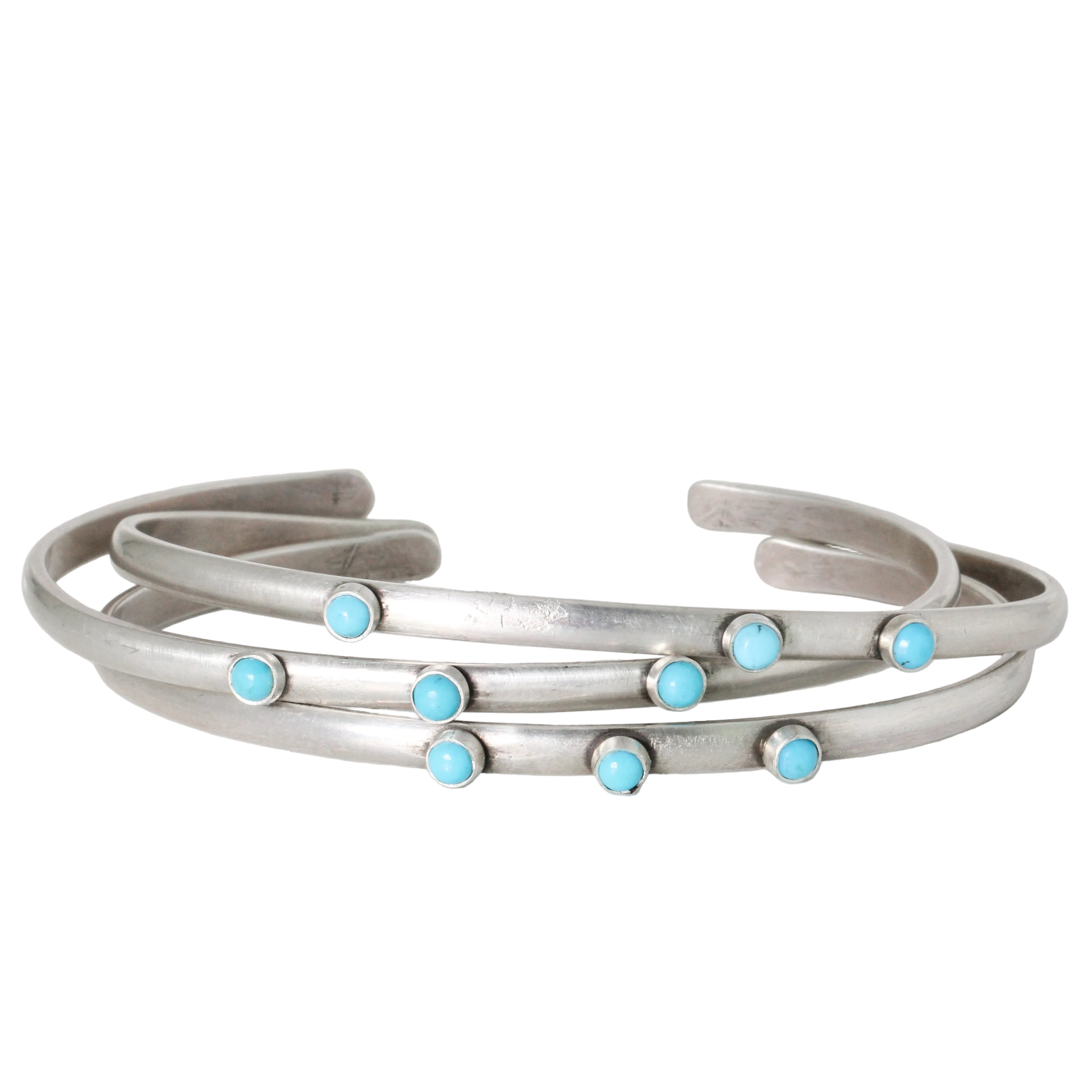 Dennis Hogan Blue Turquoise Trio Cuff Bracelet Set