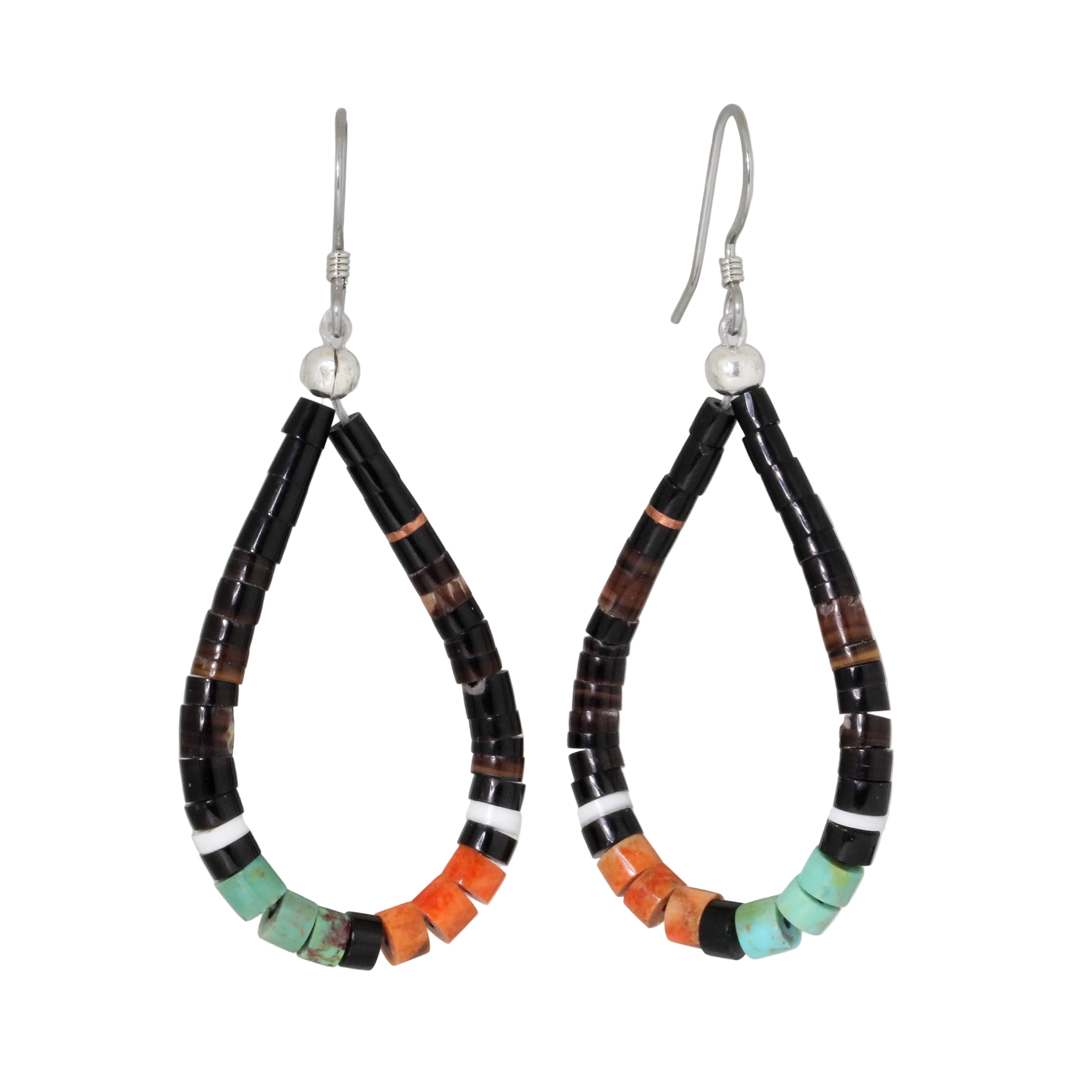 Dark Heishi Bead Teardrop Earrings