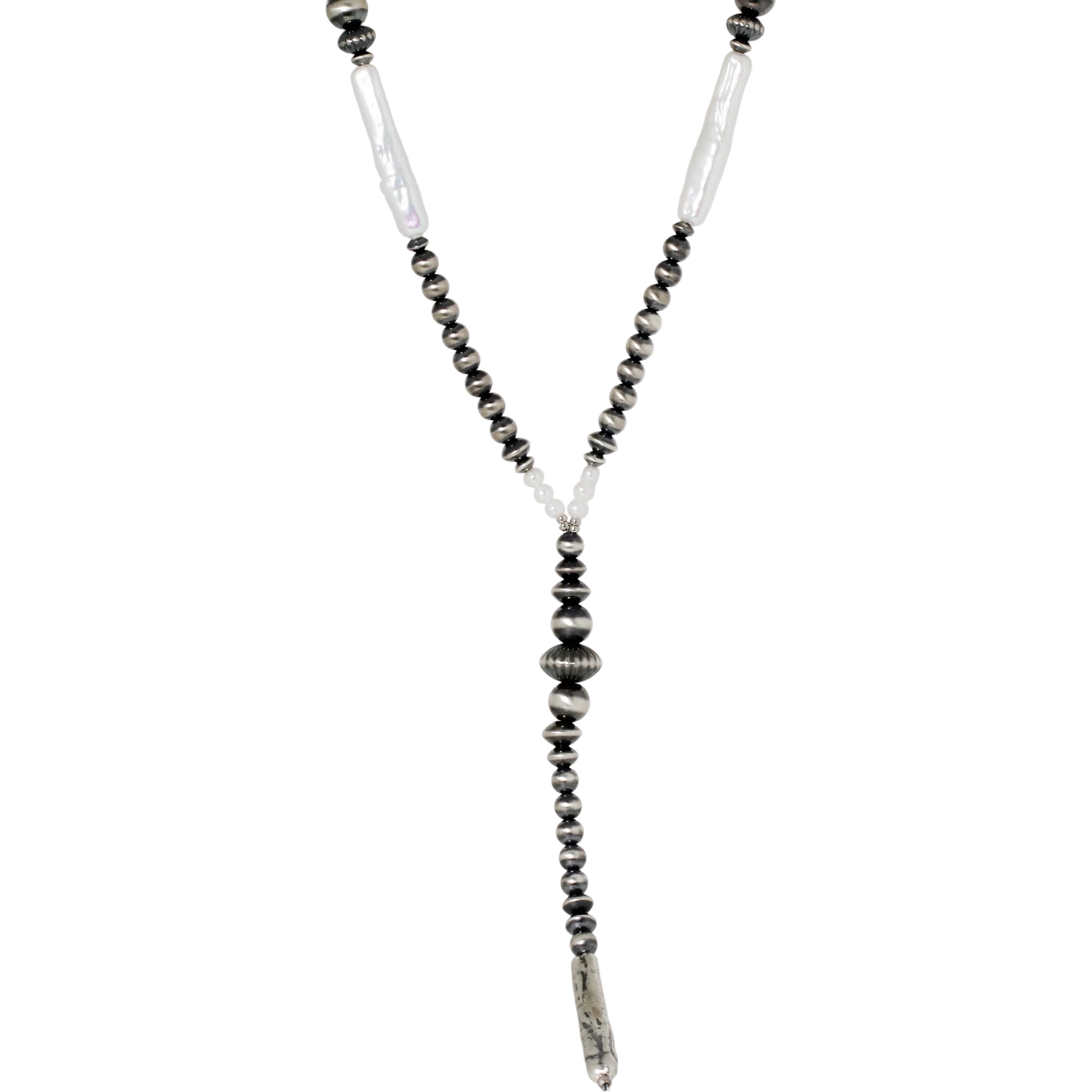 Navajo Pearl Lariat w. Stick Pearls Necklace