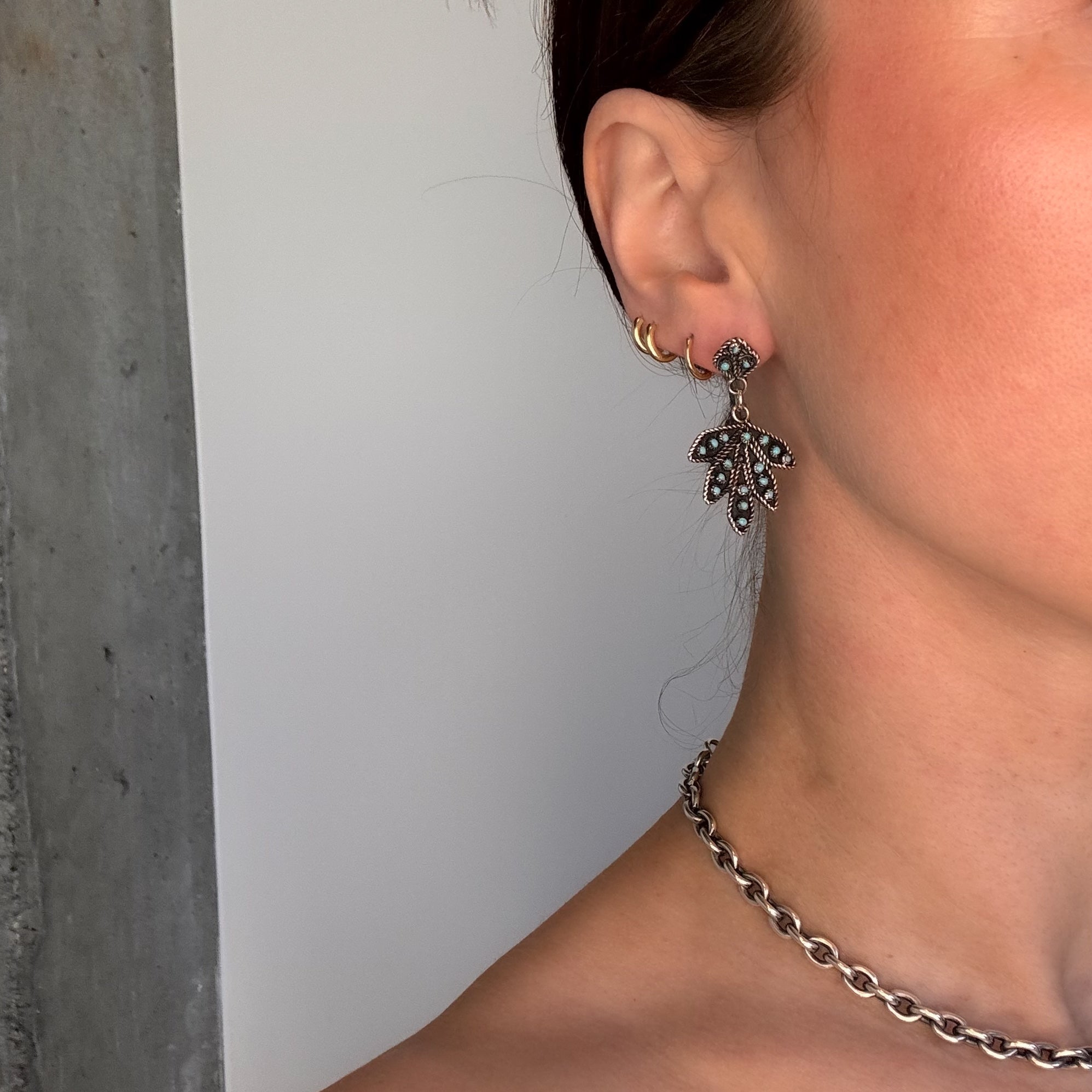 Zuni Floral Snake Eye Earrings