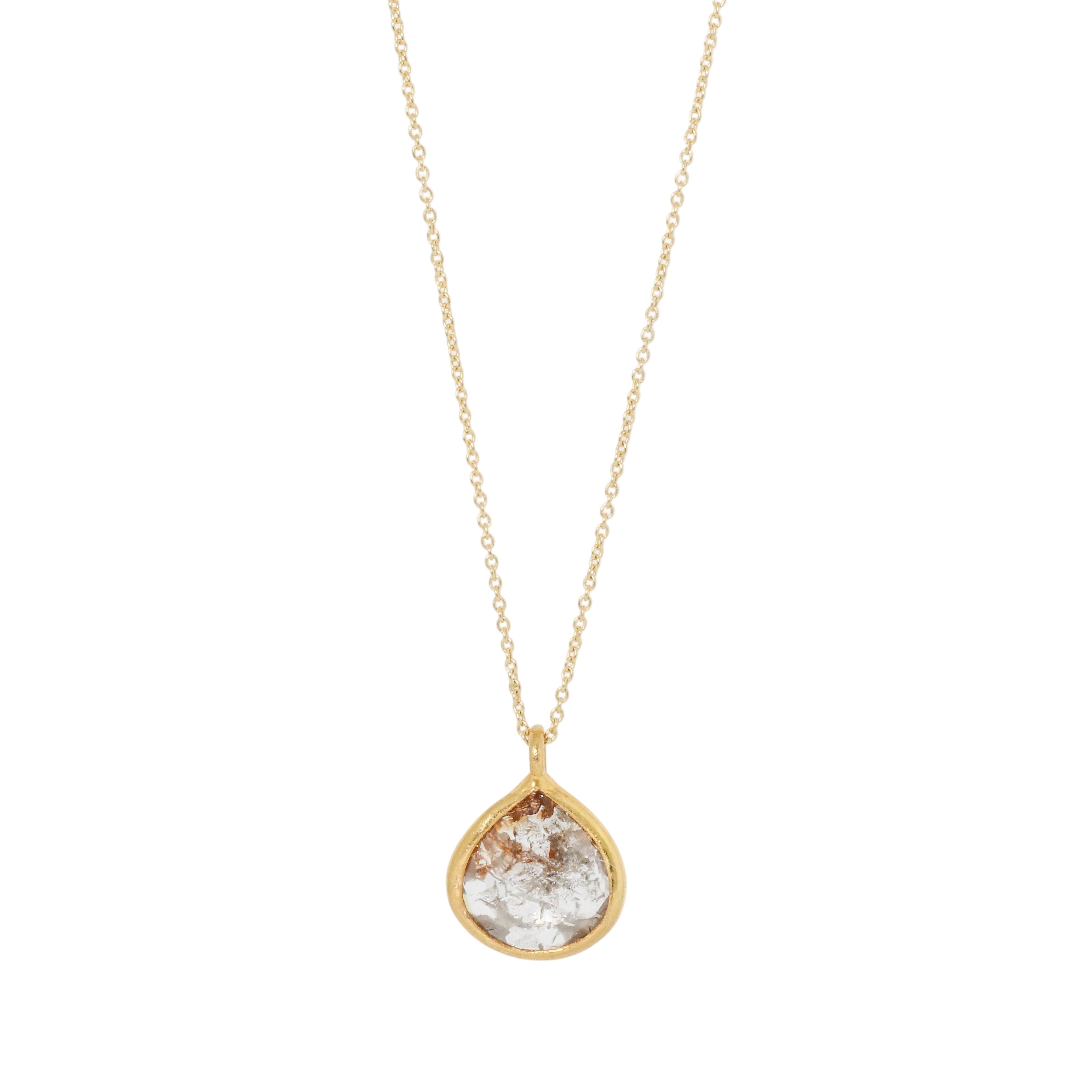 Peachy Teardrop Diamond Necklace