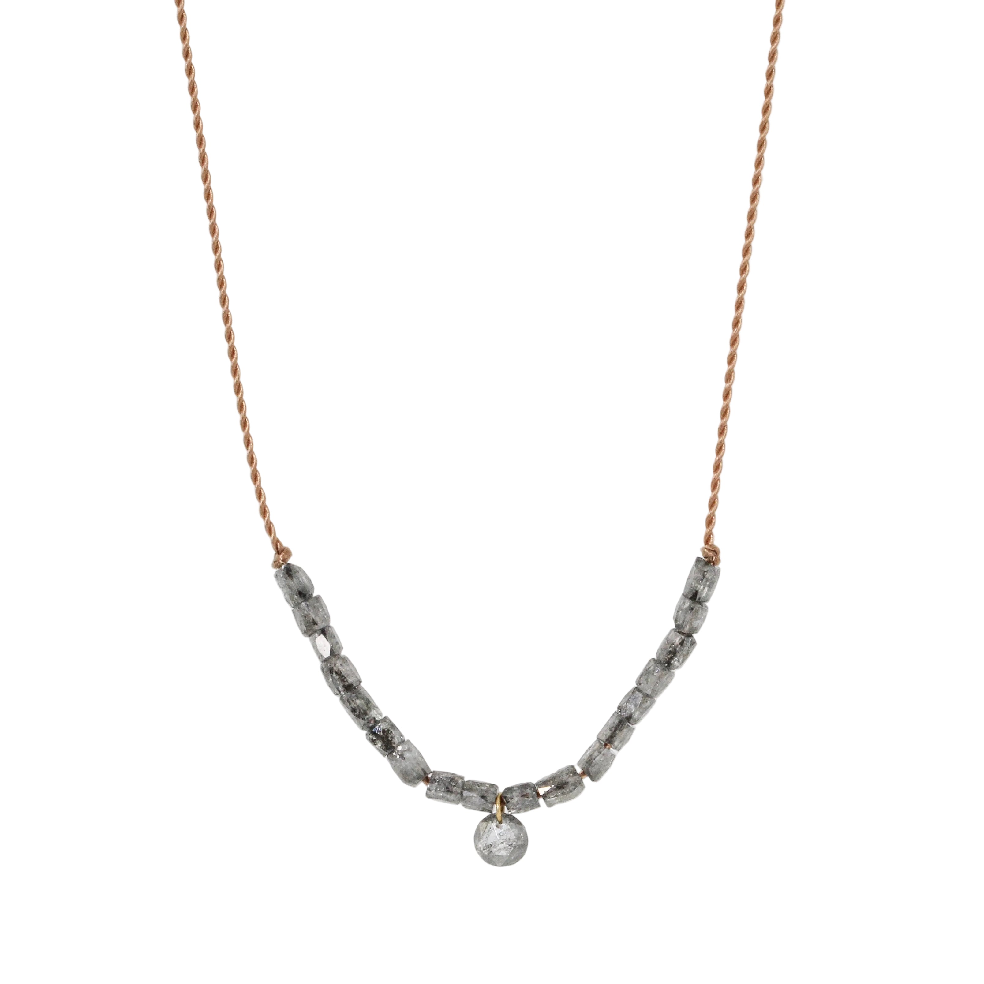 Grey Cube Diamonds + Diamond Charm Necklace