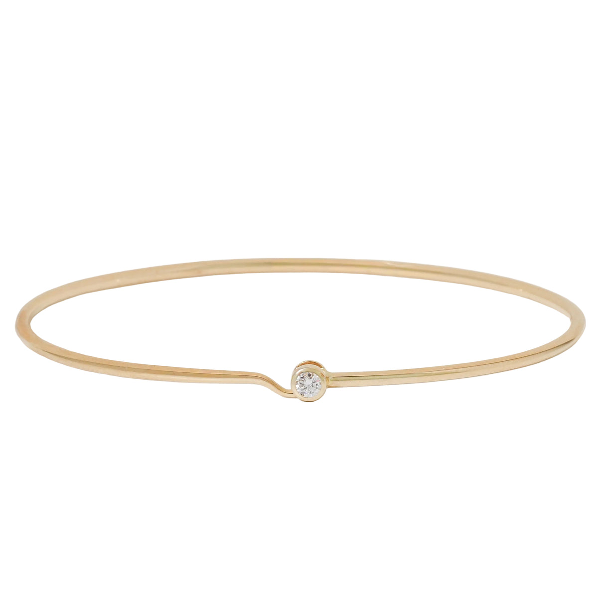 Single Diamond Hook Bangle Bracelet