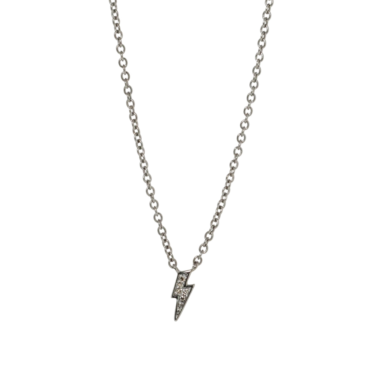Mini Silver Diamond Bolt Necklace