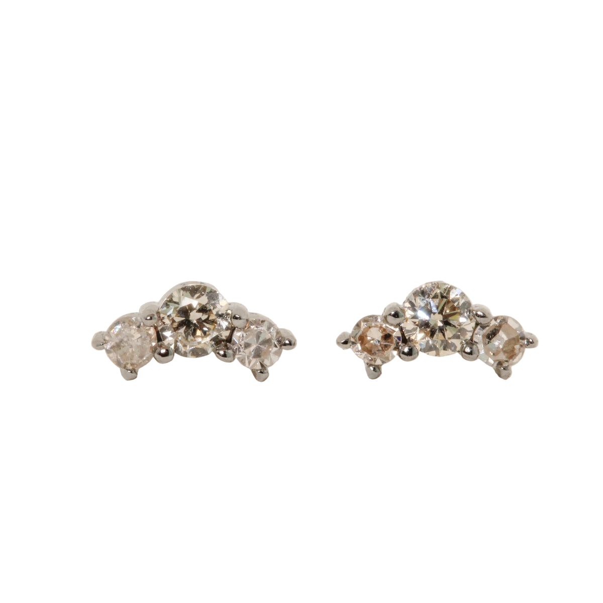 Curved Champagne Diamond Stud Earrings