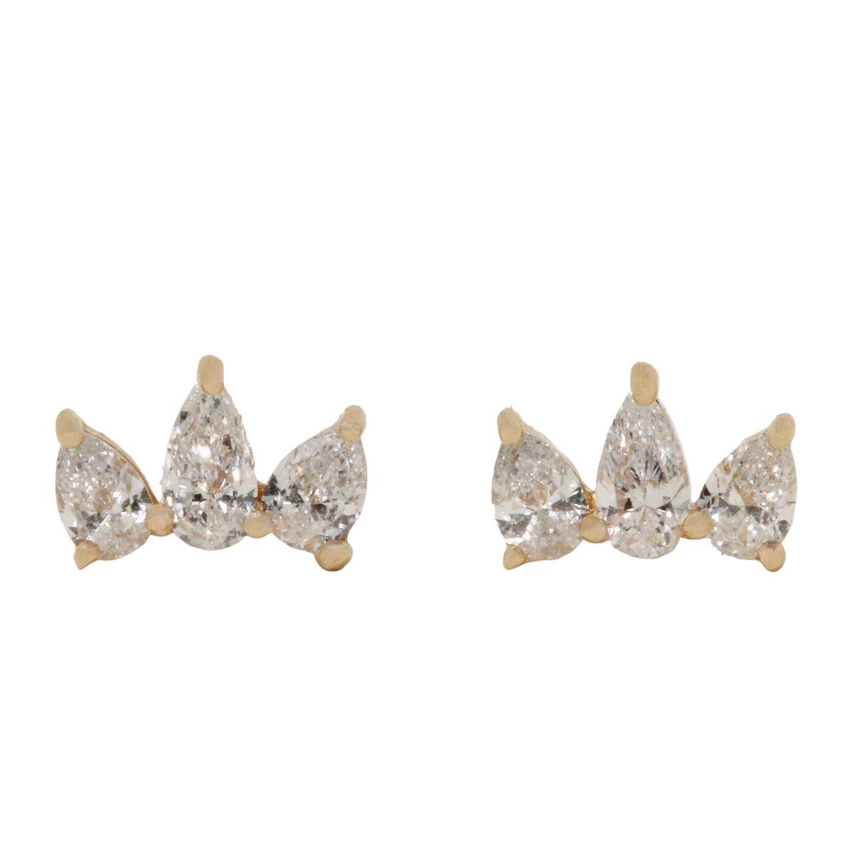 Triple Teardrop Diamond Stud Earrings