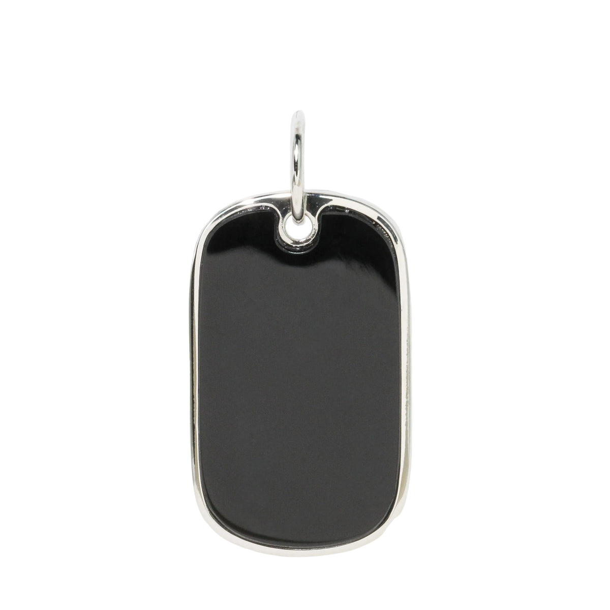 Black Agate Inlay Dog Tag Pendant