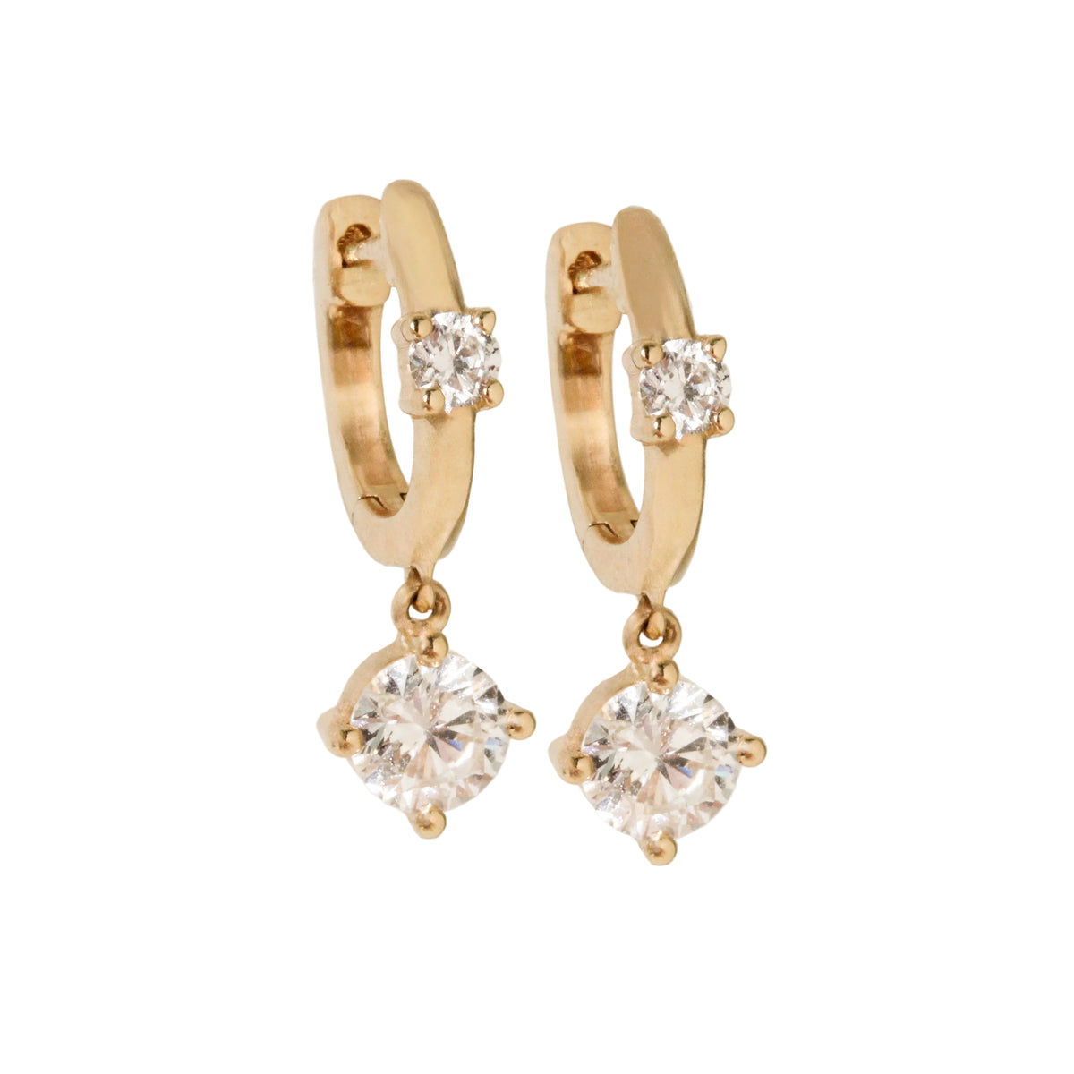 Diamond Droplet Huggie Hoop Earrings