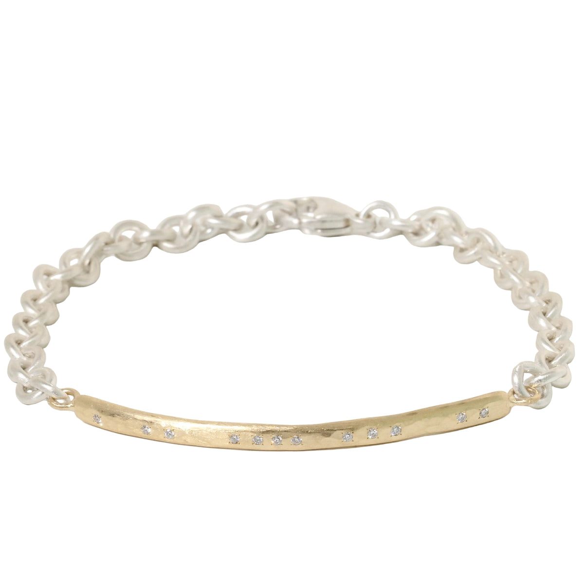 Gold+ Diamond Hammered Bar Bracelet