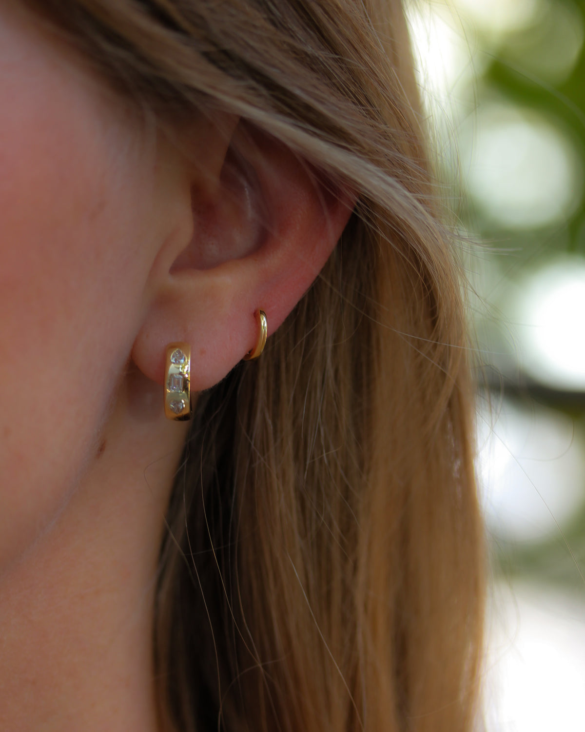 Mini Oval Huggie Hoop Earring