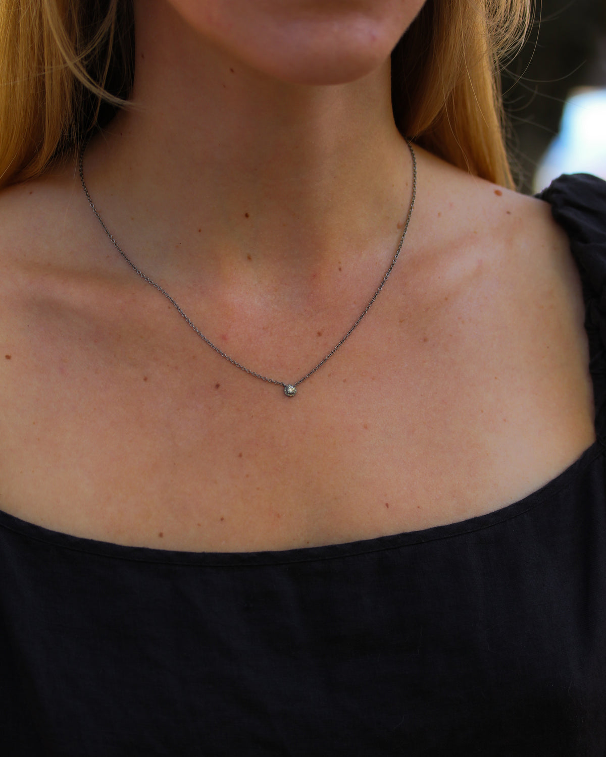 Mini Diamond Halo Necklace