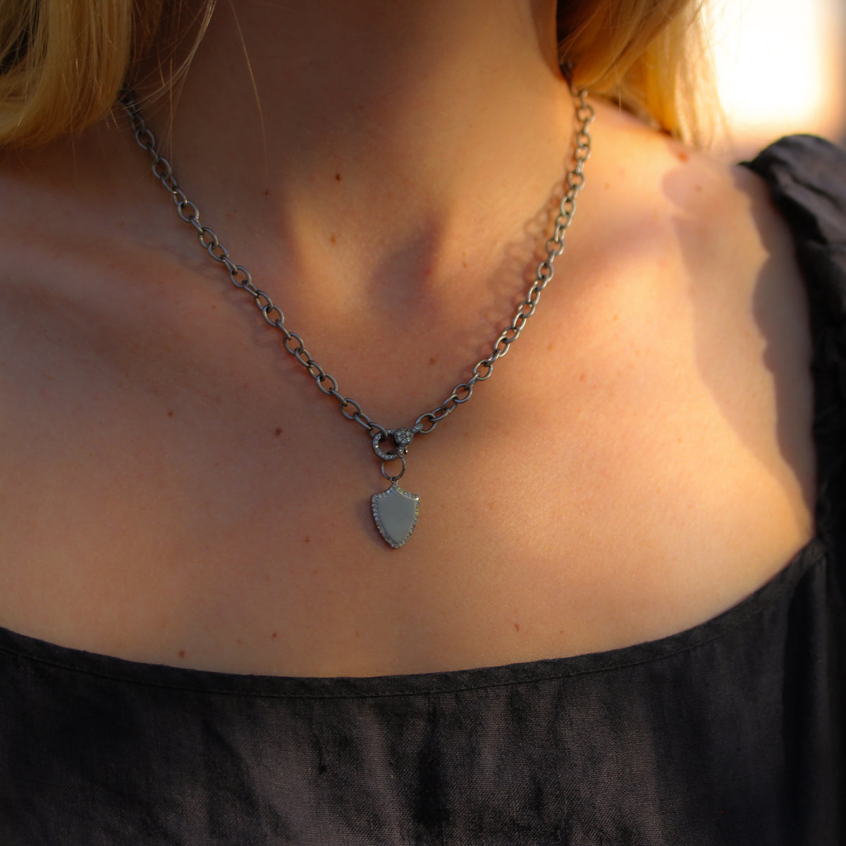 Diamond Halo Shield Pendant