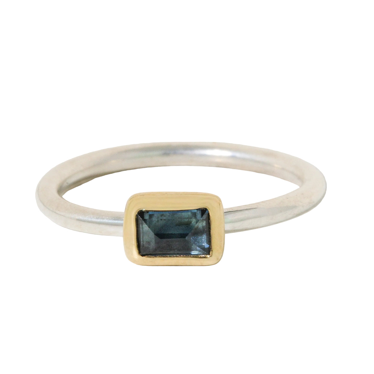 Blue Rectangle Sapphire Stacking Ring