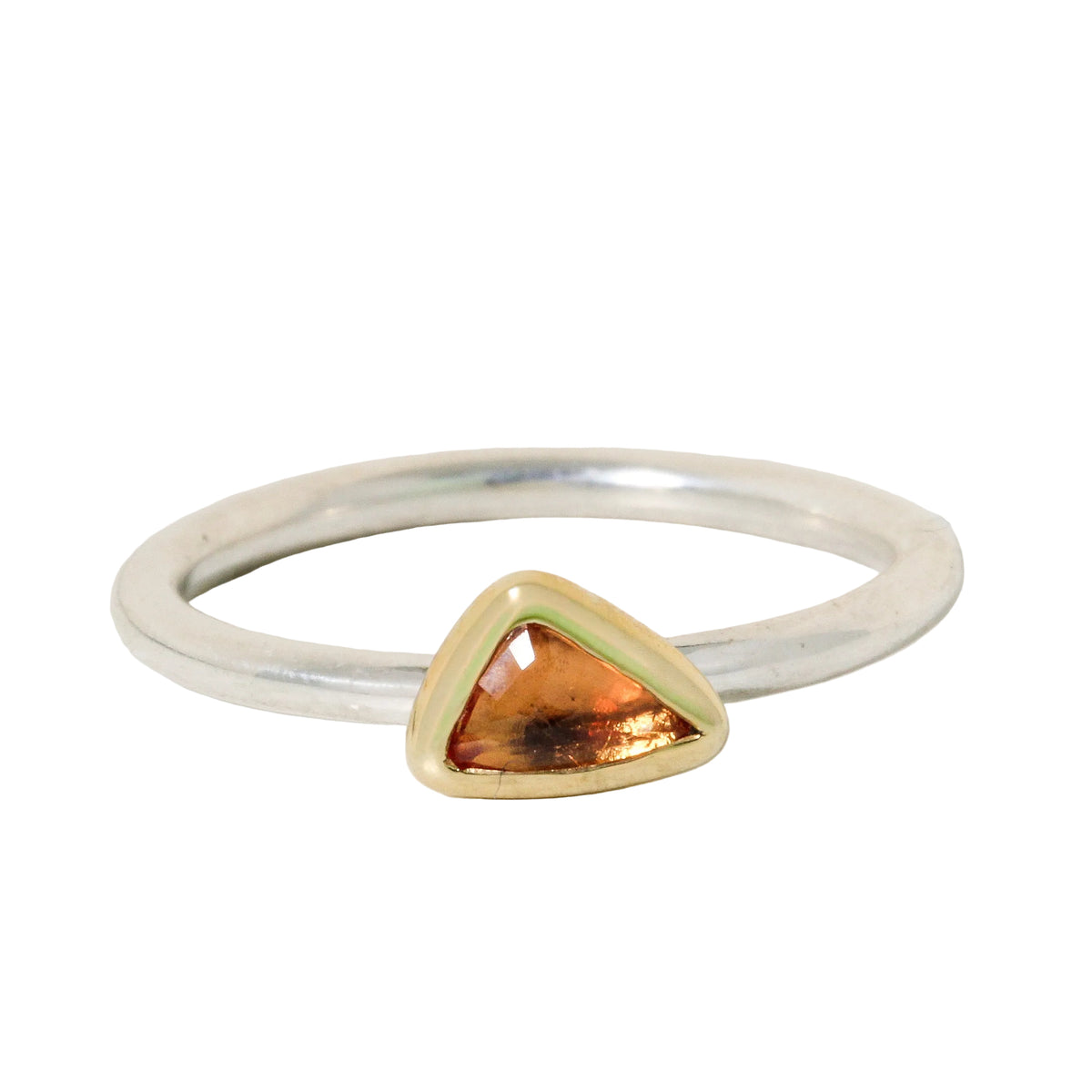 Triangle Orange Sapphire Stacking Ring