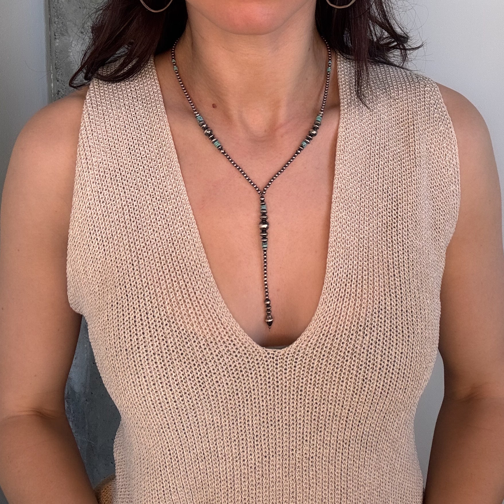 Navajo Pearl Lariat w. Turquoise Necklace