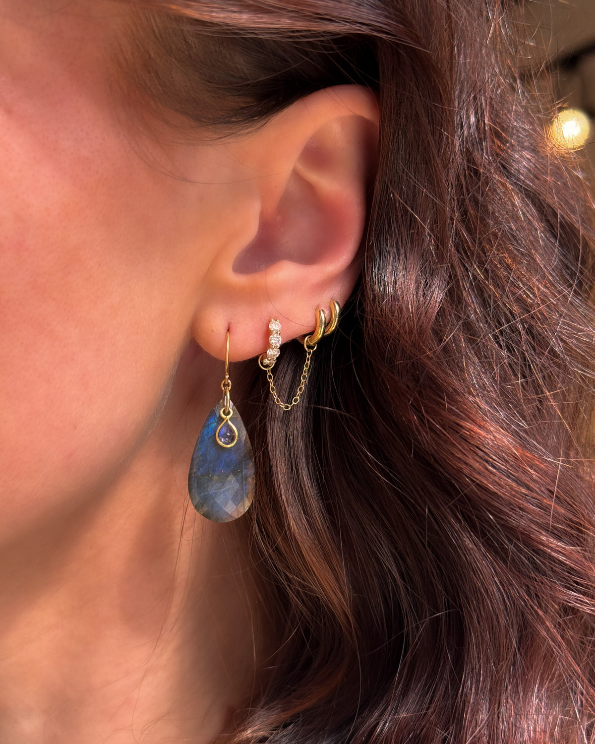 Labradorite + Tanzanite Earrings