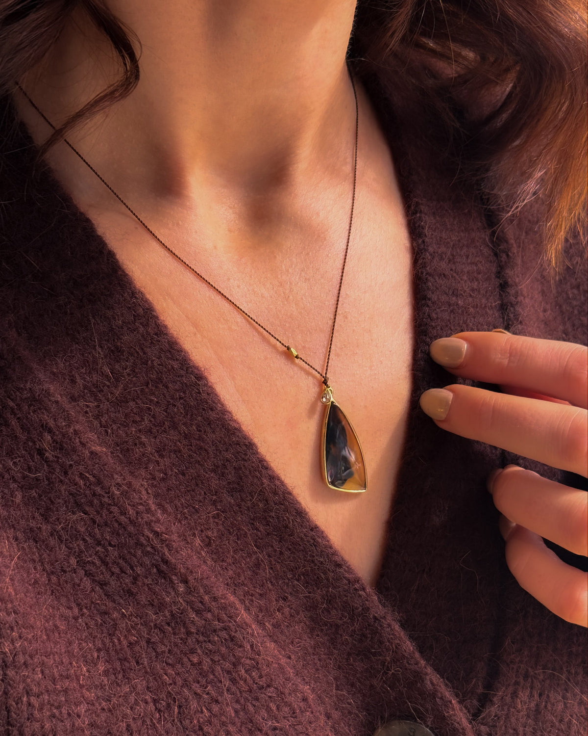 Piranha Agate + Diamond Necklace