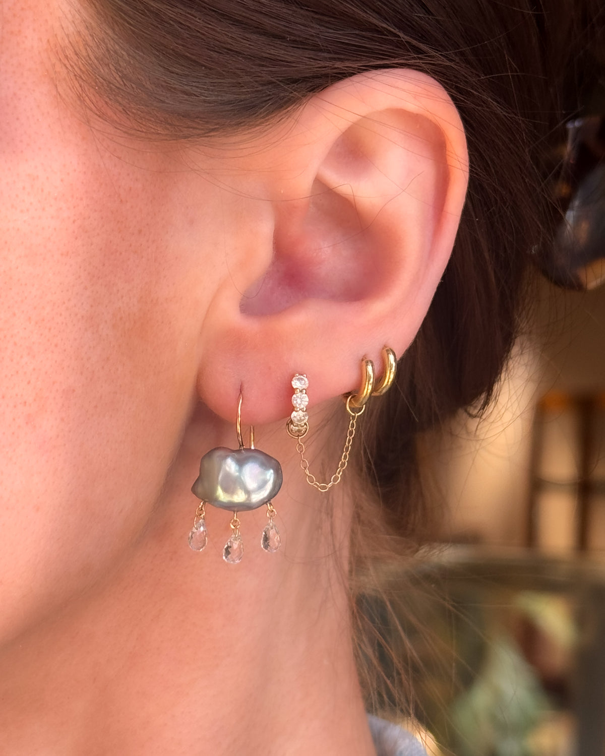 Rainy September Day Pearl Earrings