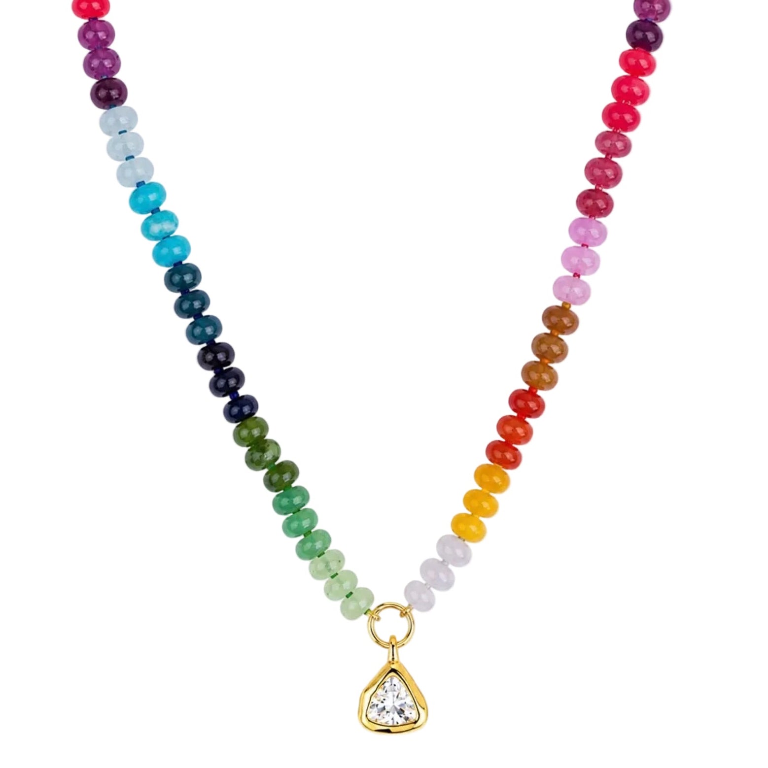 Rainbow Bead + Crystal Necklace