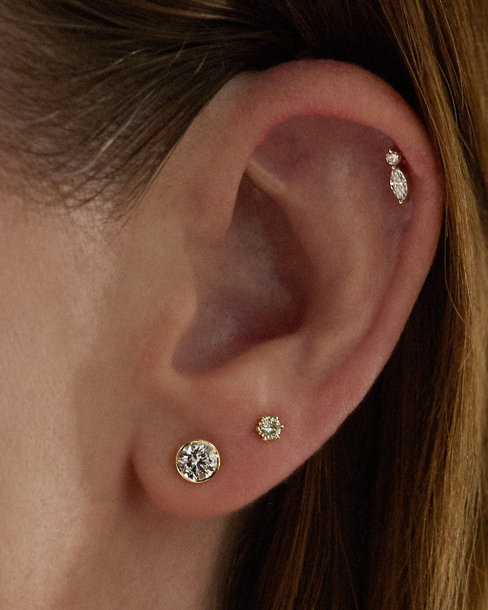 Bezel Diamond Stud Earrings-Unbridaled Collective