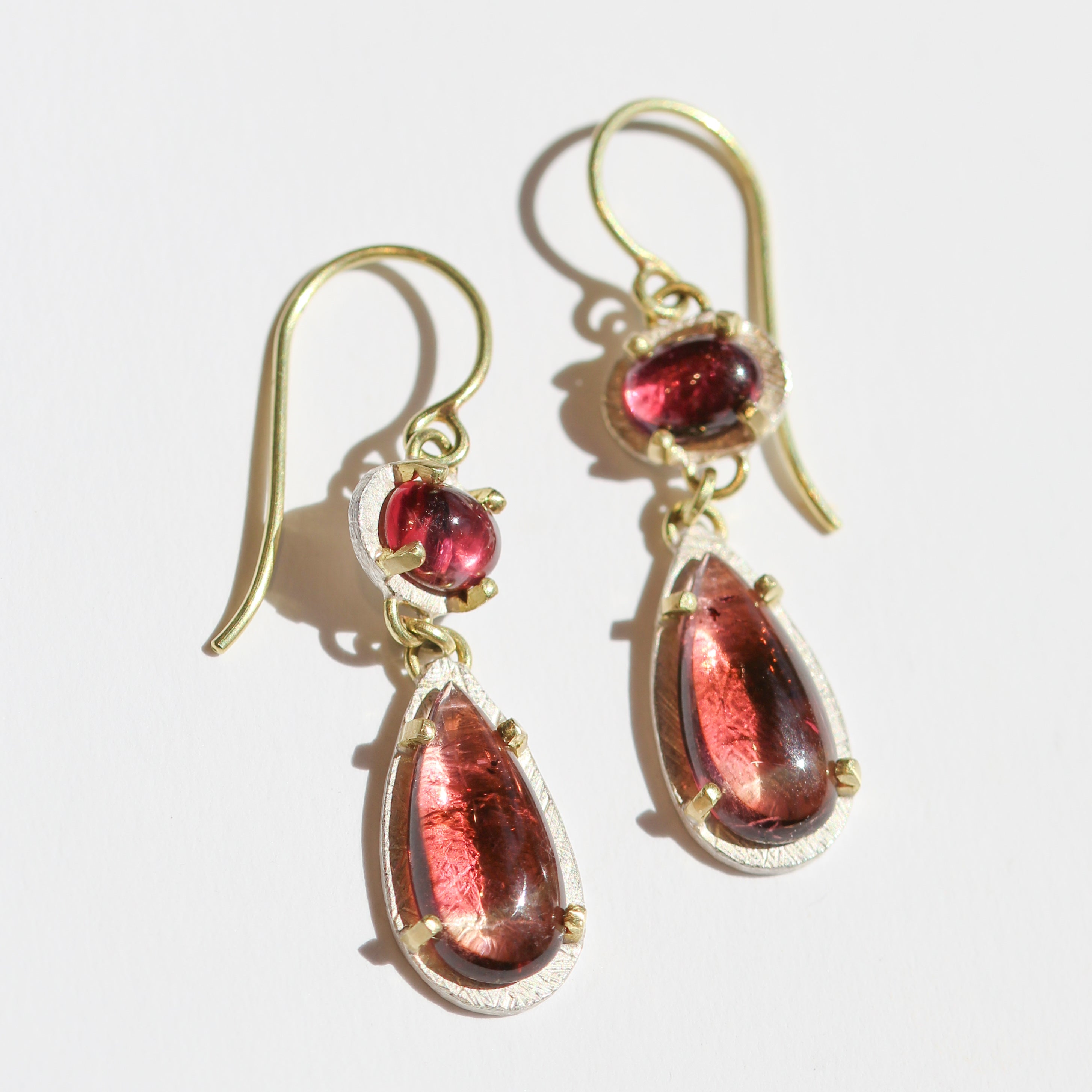 Carved Double Pink Tourmaline Earrings-Heather Guidero