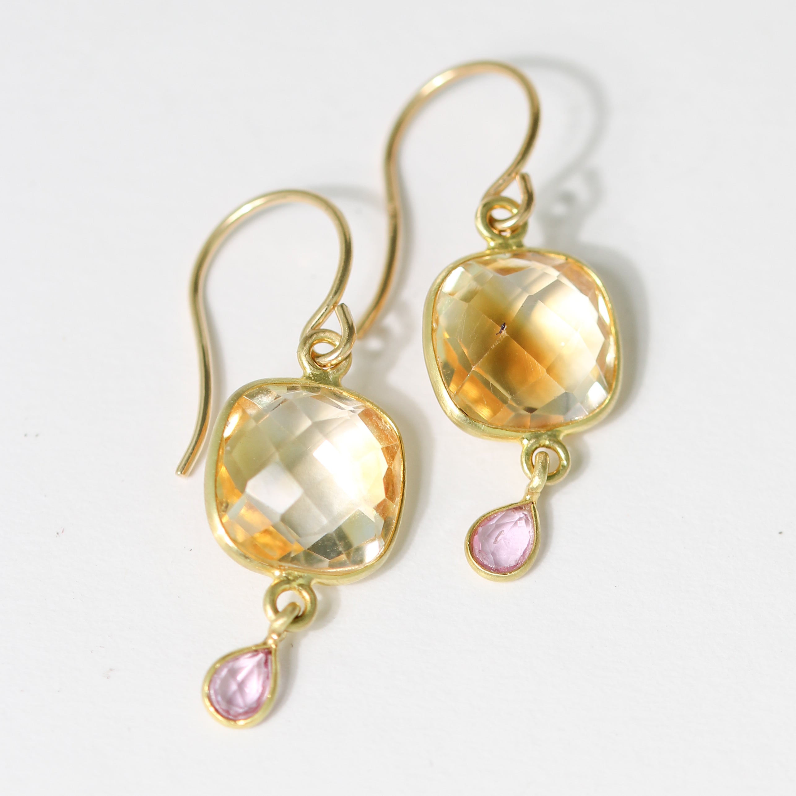 Citrine + Pink Sapphire Earrings-Margaret Solow