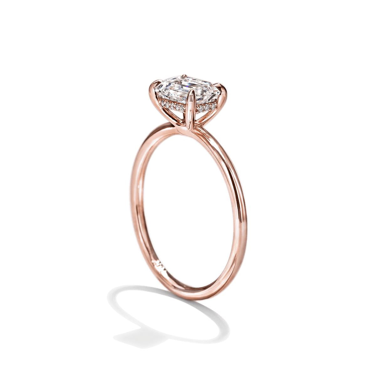 18K Rose Gold Emerald Engagement Ring