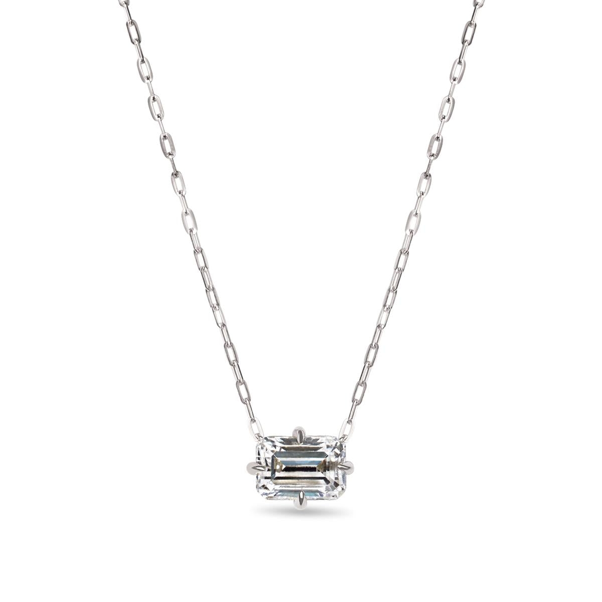 Emerald Cut Diamond Pendant Necklace-Unbridaled Collective