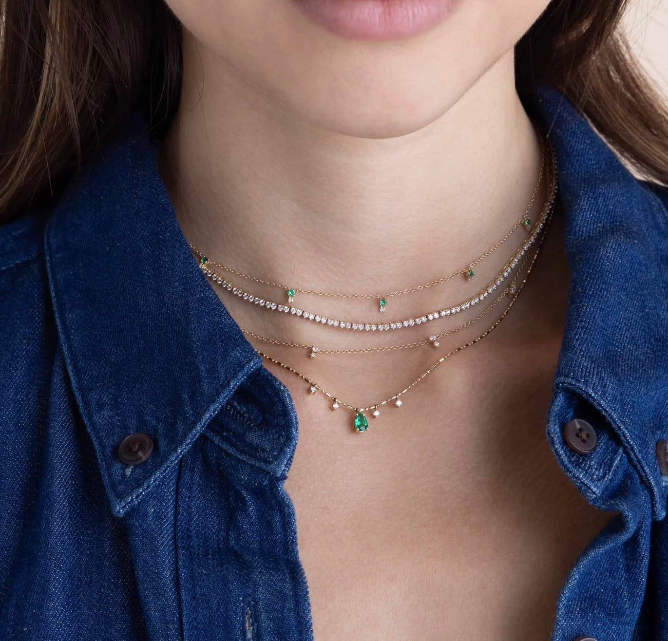 Emerald + Diamond Glam Necklace-Zoë Chicco