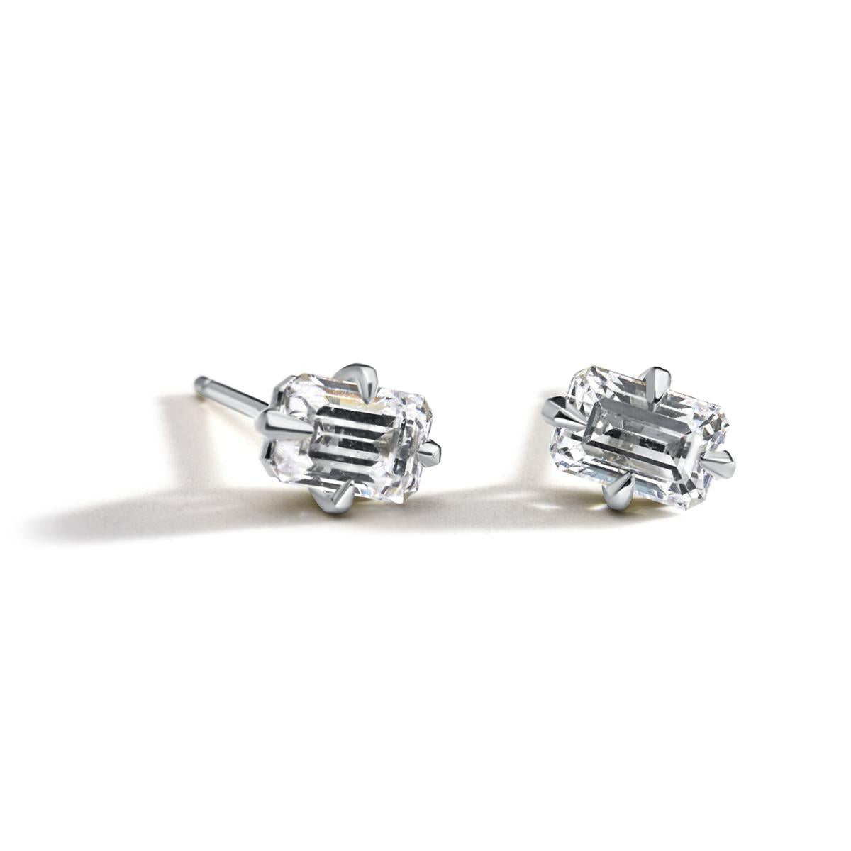 Emerald Diamond Stud Earrings-Unbridaled Collective