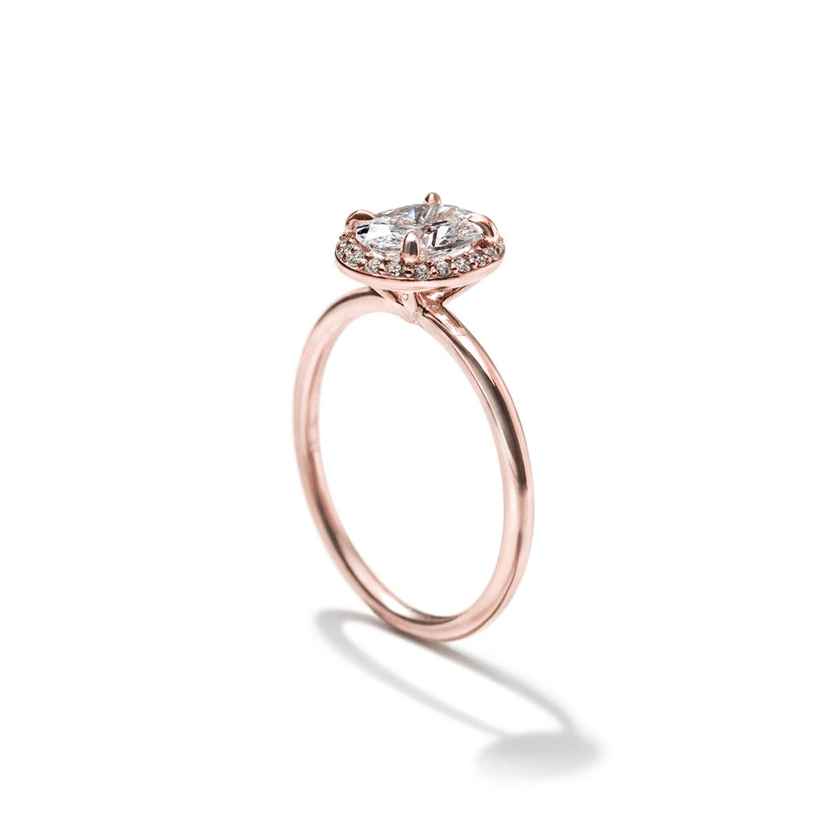 18K Rose Gold Oval Halo Engagement Ring