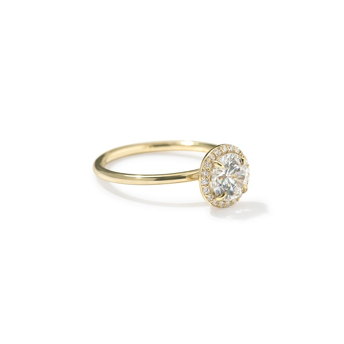 18K Yellow Gold Round Halo Engagement Ring