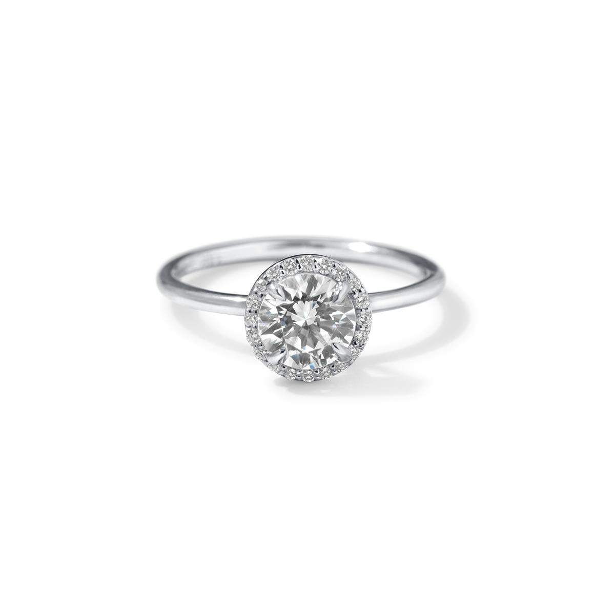 18K White Gold Platinum Round Halo Engagement Ring