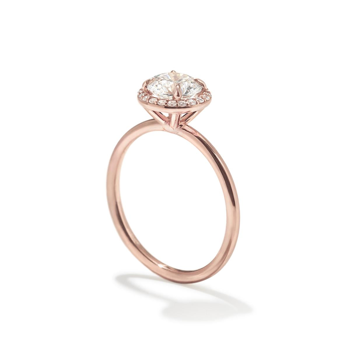 18K Rose Gold Round Halo Engagement Ring