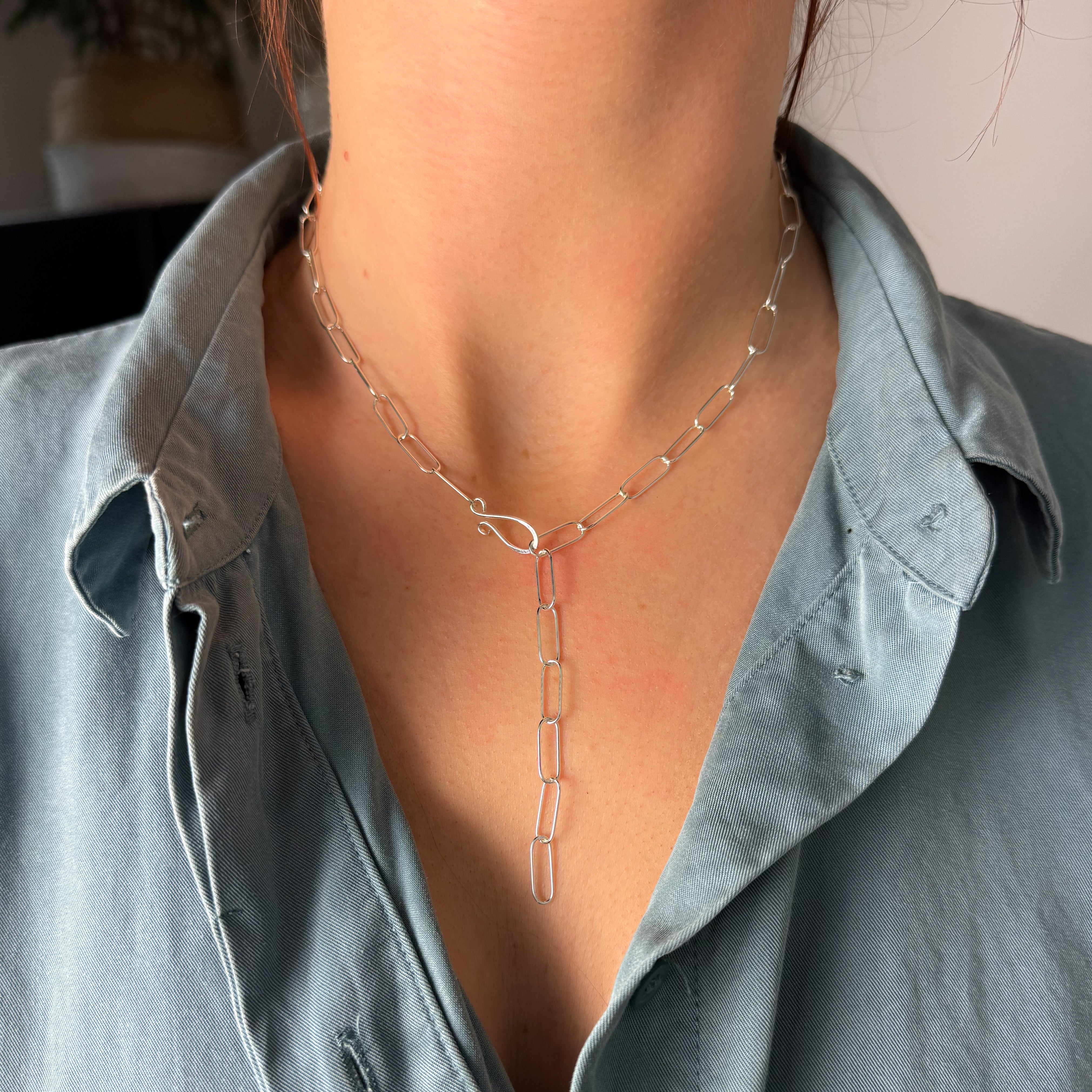 Paperclip Sterling Link Necklace-Chemistry Jewelry