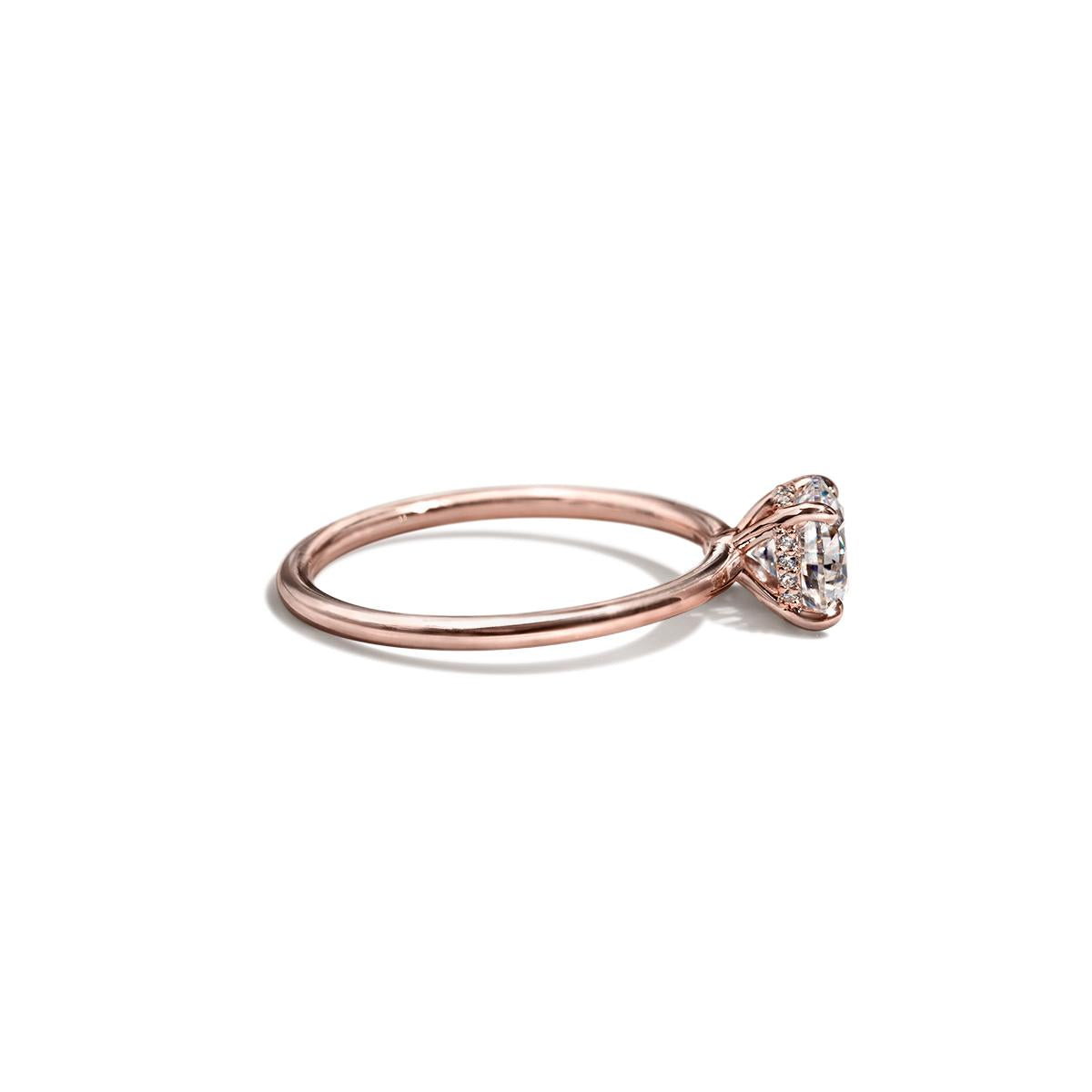 ILA 18K Rose Gold Round Hidden Halo Pave Engagement Ring