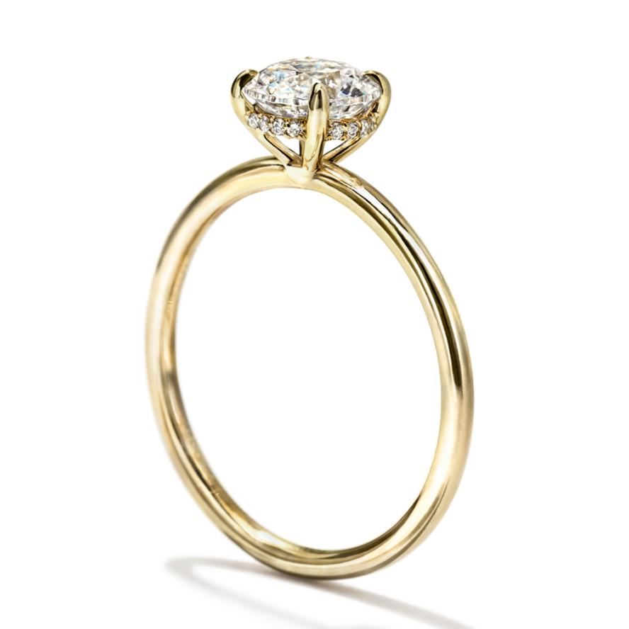 ILA 18K Yellow Gold Round Hidden Halo Pave Engagement Ring