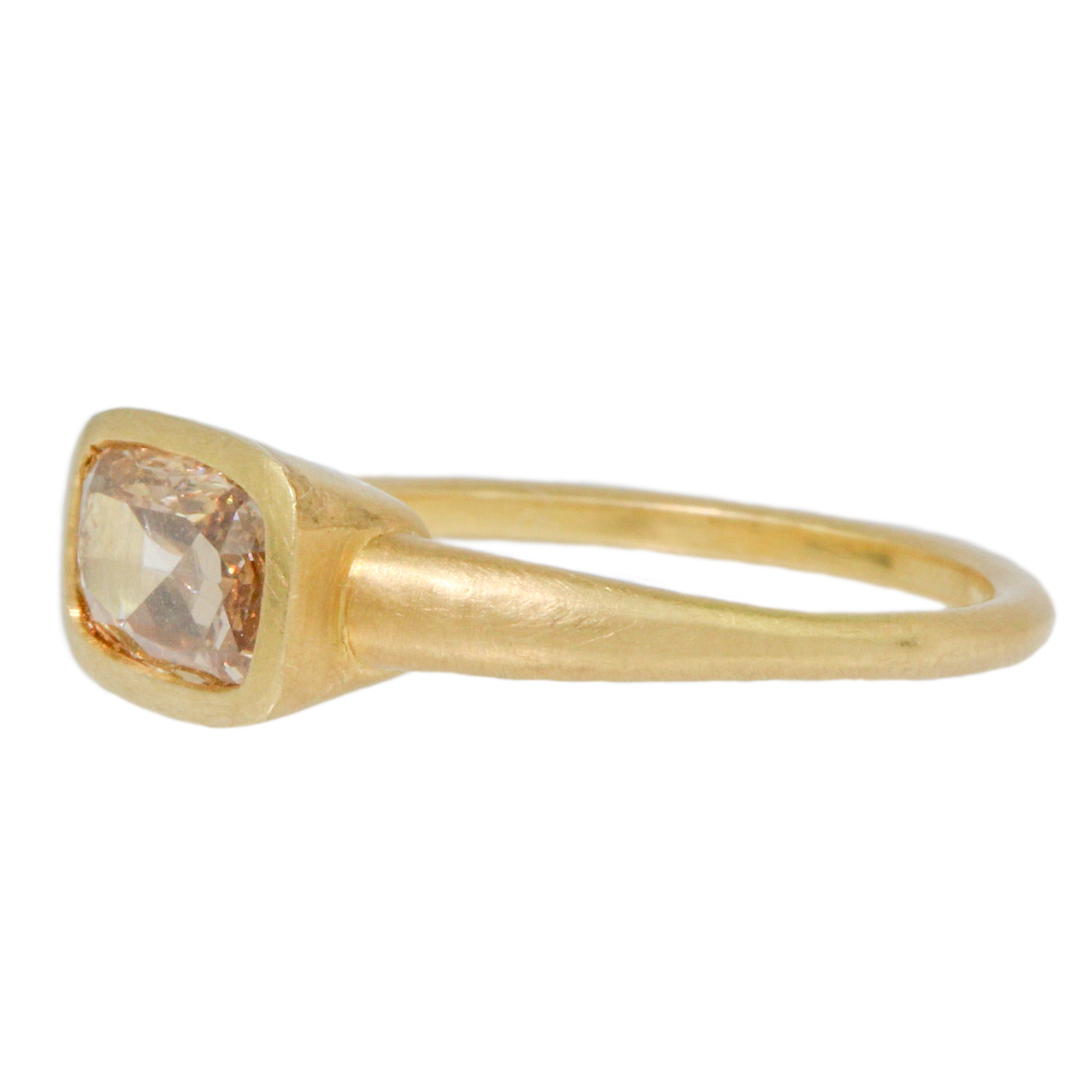 Rose Cut Champagne Diamond Solitaire Ring-Annie Fensterstock