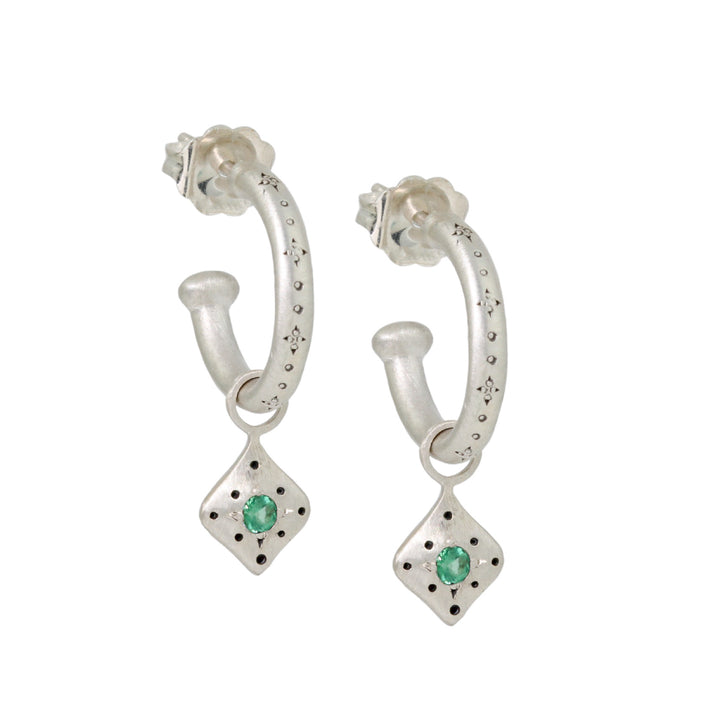 Etched Emerald Hoops Earrings